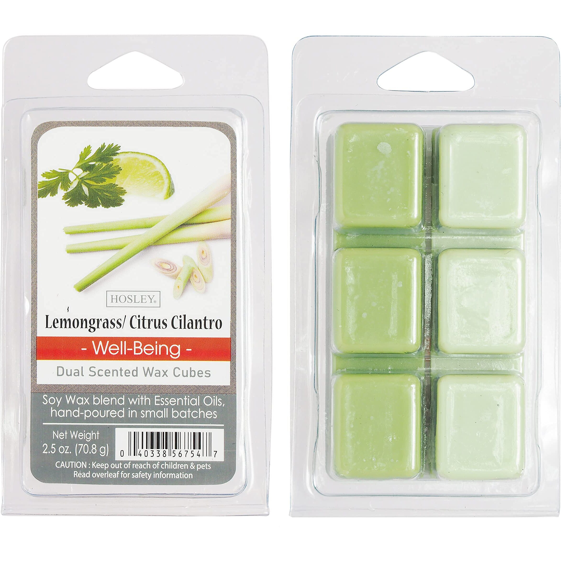 Hosley Set Of 6 Lemongrass Citrus Cilantro N Scented Wax Cubes/Melts - 2.5 Oz Each. Hand Poured Wax Infused With Essential Oils. Bulk Buy. Ideal For Weddings, Spa, Reiki, Meditation Settings