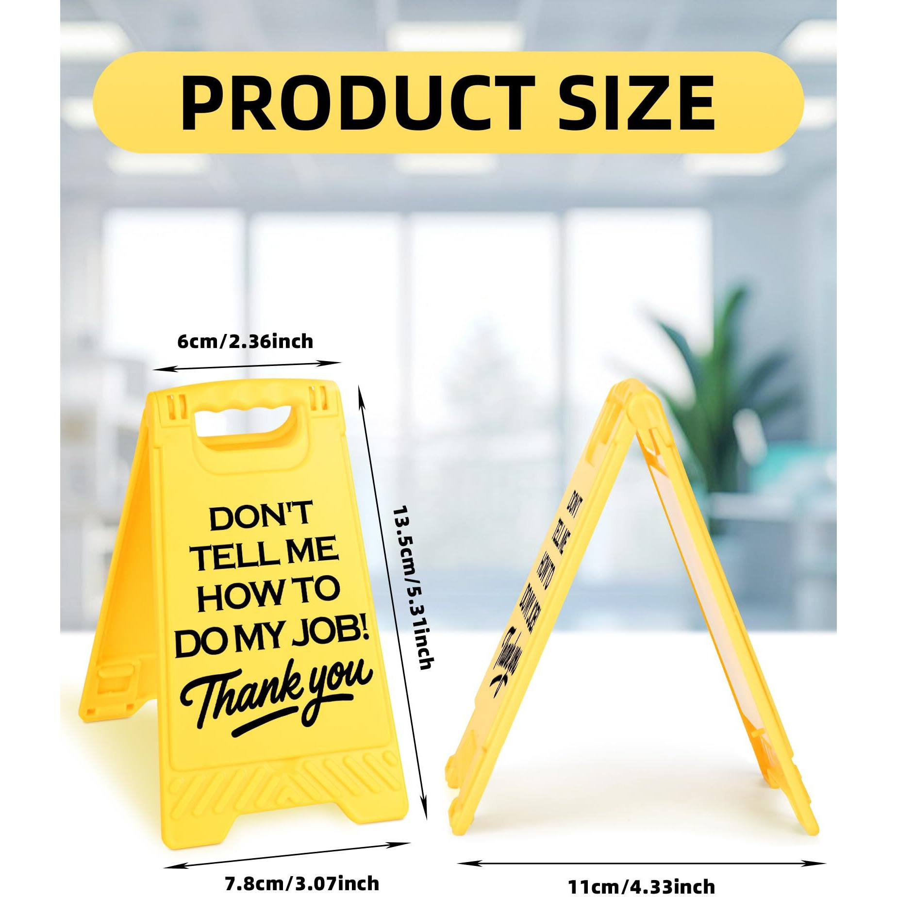 Exuberium Caution Don'T Tell Me How To Do My Job Funny Office Desk Decor Sign Gifts For Women Coworkers Sarcastic Desk Sign Multi-Functional Phone Holder Mirror Table Sign Birthday White Elephant Gift