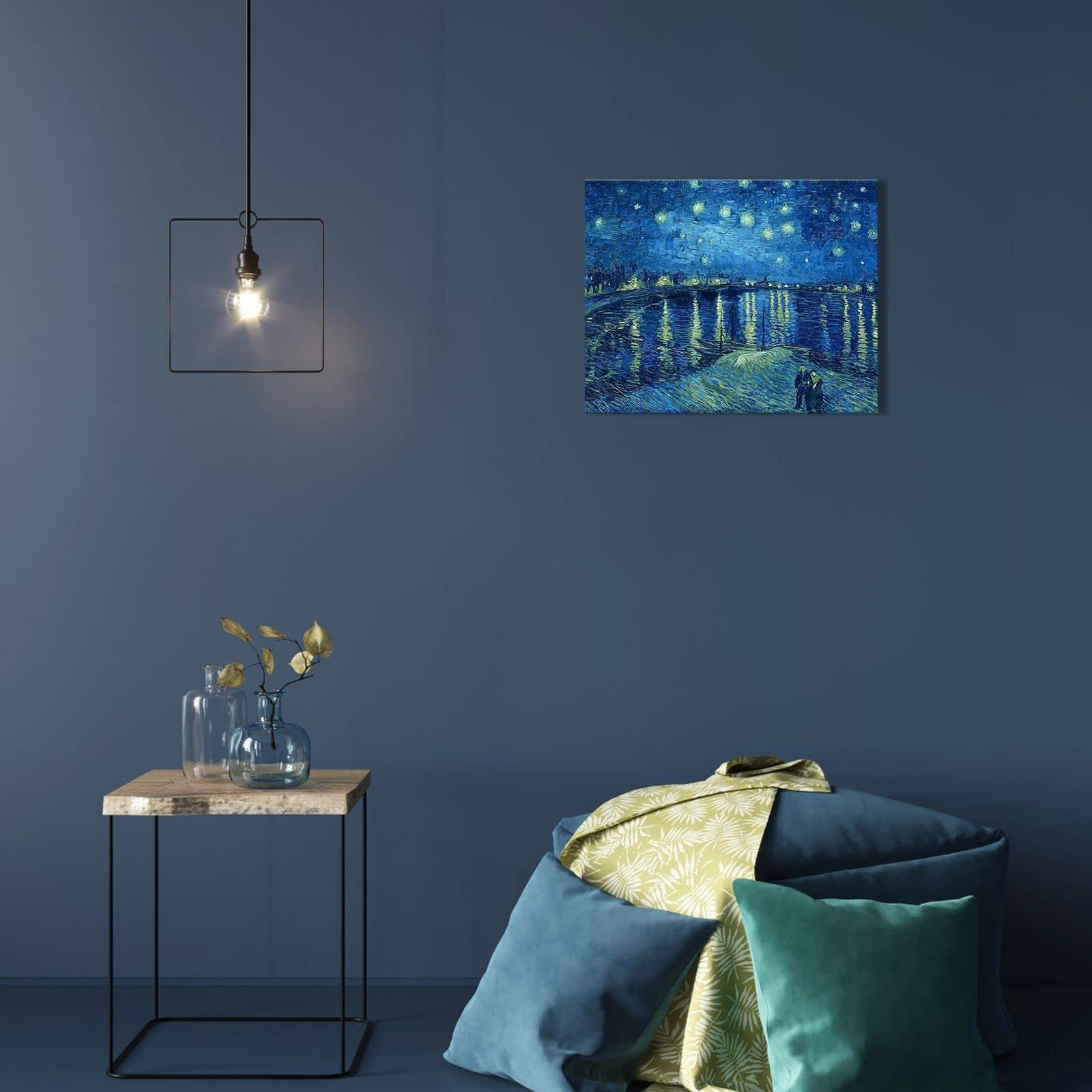 Van Gogh Canvas Wall Art Starry Night Over The Rhne Oil Painting Picture Reproduction Room Decor, Famous Art Prints Framed Poster Large Modern Artwork Home Decoration 16"" X 20""