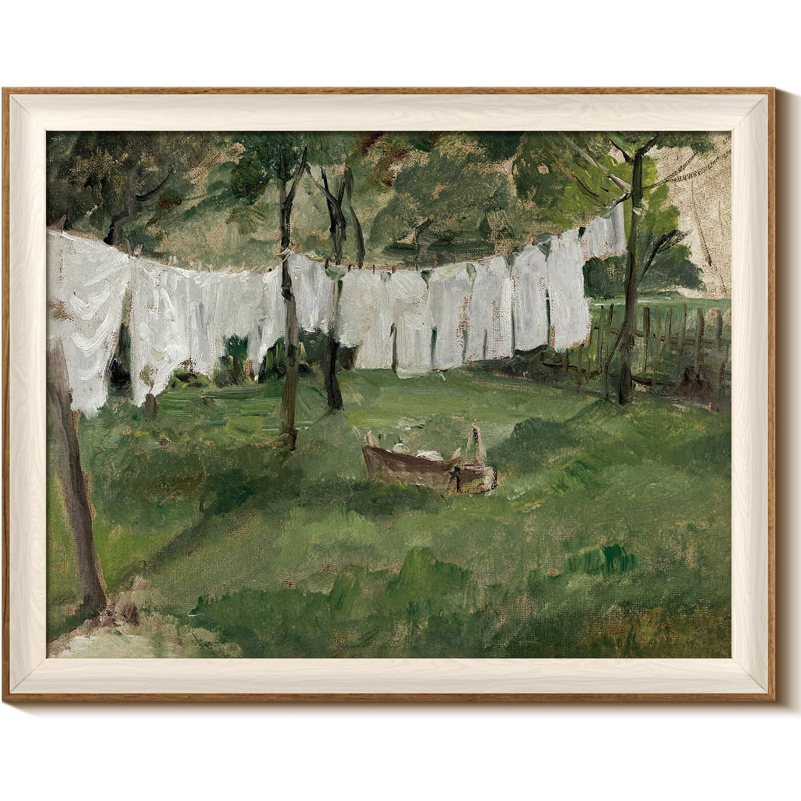 Insimsea Framed Canvas Wall Art For Living Room,Vintage Laundry Room Art Print, Antique Oil Painting, Country Landscape Vintage Wall Art Canvas,For Living Room, Bedroom, Office,Gallery 16X20In