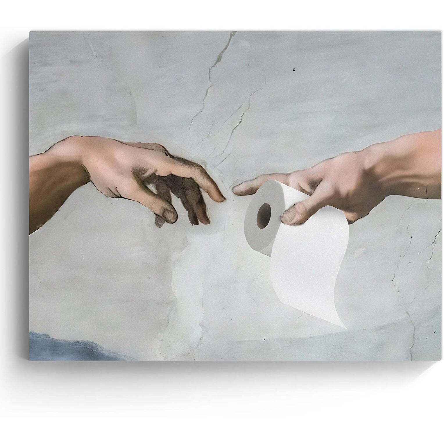B.B.F Make Funny Framed Canvas Wall Art Bathroom Decor God Gave Toilet Paper Poster Print The World Classic Oil Paintings Humorous Modern Artwork For Living Room Dorm Wall Home Decoration (20X24Inch)