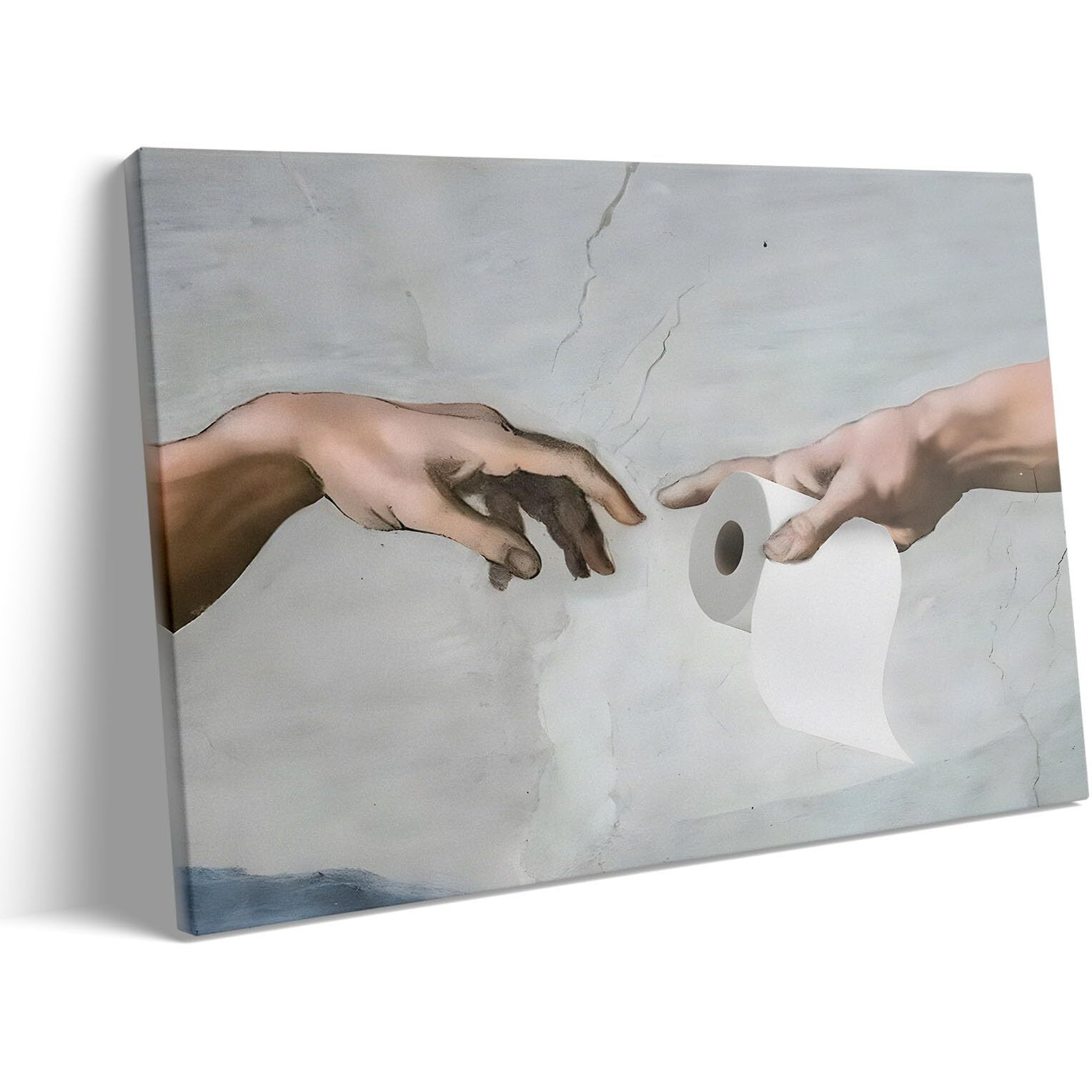 B.B.F Make Funny Framed Canvas Wall Art Bathroom Decor God Gave Toilet Paper Poster Print The World Classic Oil Paintings Humorous Modern Artwork For Living Room Dorm Wall Home Decoration (20X24Inch)