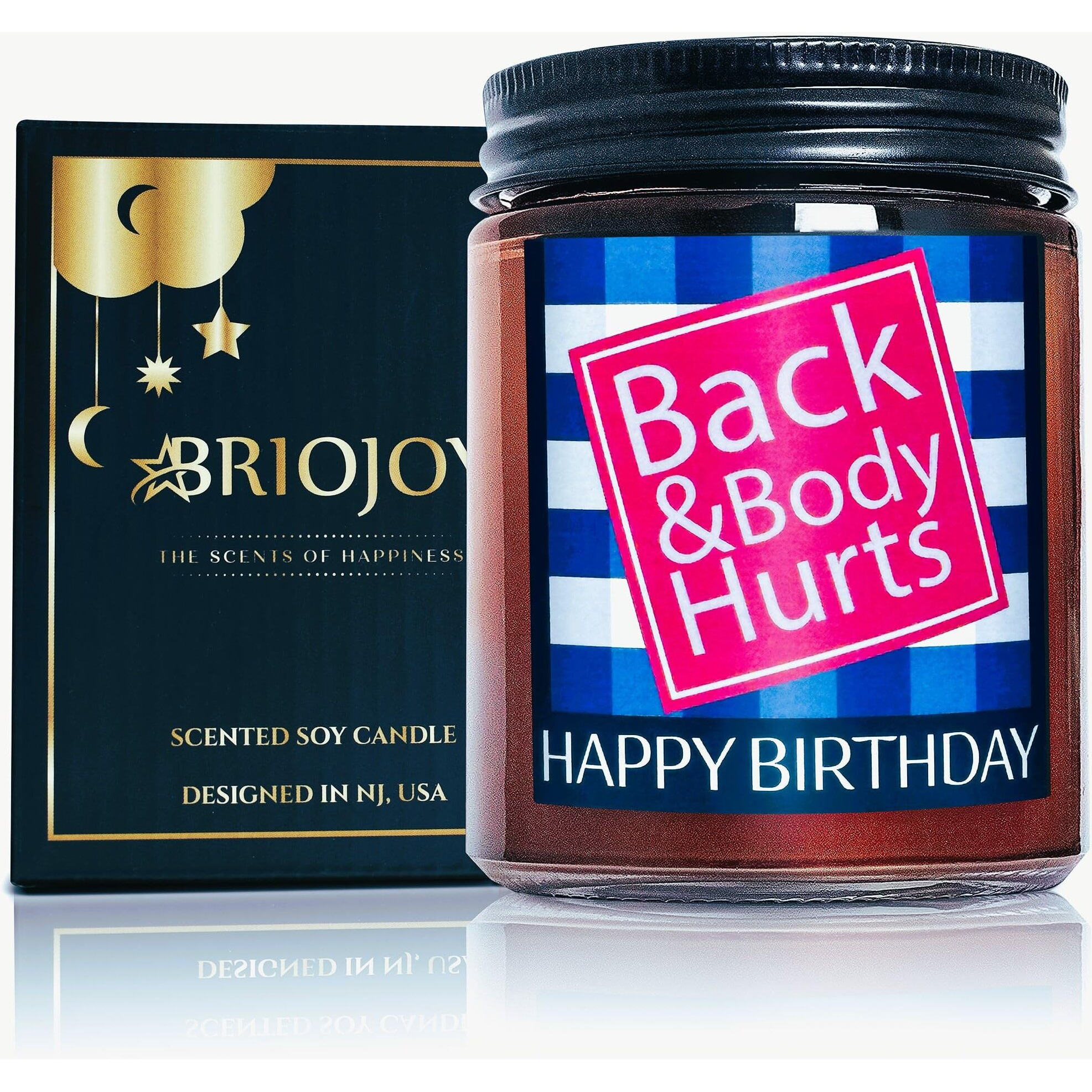 Briojoy Funny Happy Birthday Candle Gifts For Women Men - Fun Relaxing 30Th 40Th 50Th 60Th Birthday Presents - Soy Calming Candle For Home - Sea Salt Jasmine Essential Oil Spa Candle For Stress Relief