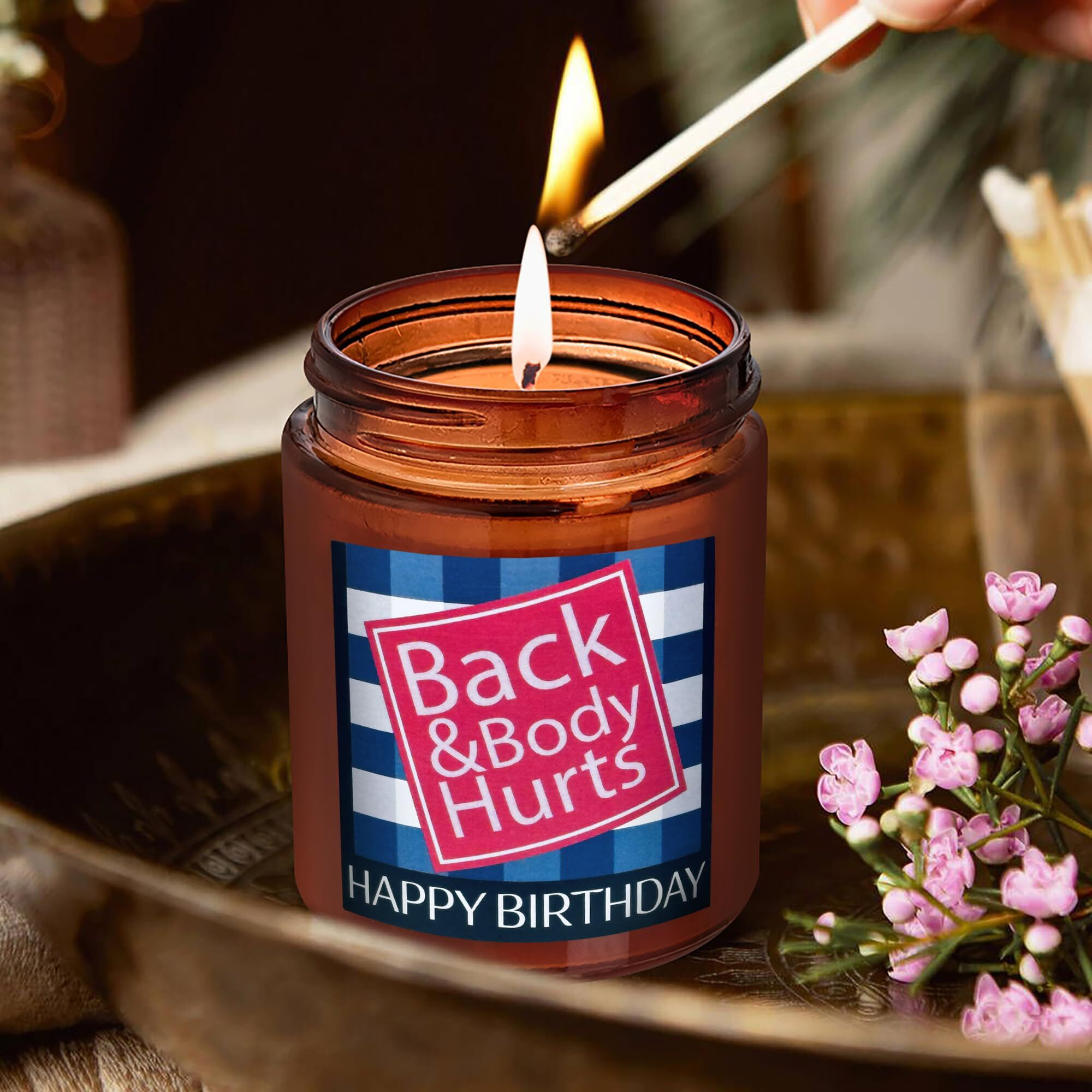 Briojoy Funny Happy Birthday Candle Gifts For Women Men - Fun Relaxing 30Th 40Th 50Th 60Th Birthday Presents - Soy Calming Candle For Home - Sea Salt Jasmine Essential Oil Spa Candle For Stress Relief