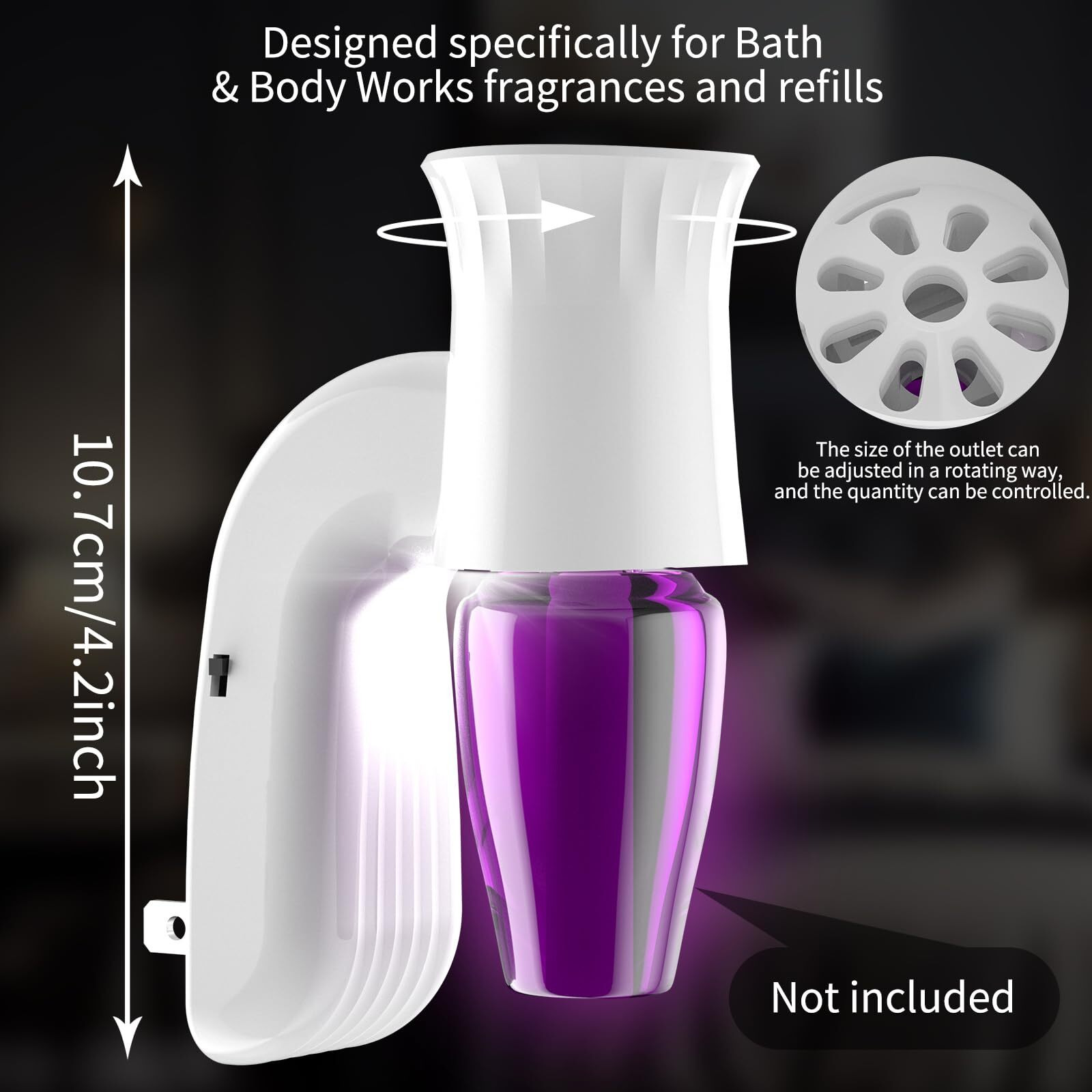 Zoblise 2Pcs Wall Fragrance Plug In With Night Light, Compatible With Bath And Body Works Wallflowers, Rotatable Plug In Diffuser, Stylish Essential Oil Diffuser For A Cozy Home Office (White)