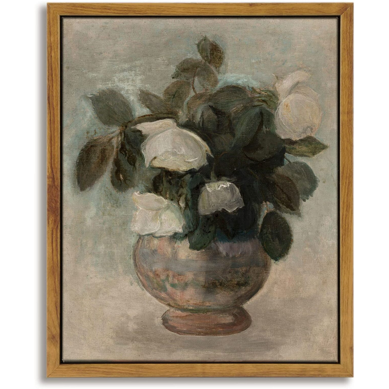 Insimsea Framed Canvas Prints Art Vintage Decor, Home Eclectic Roses In Vase Classical Oil Paintings For Wall Art Decorations, Rustic Farmhouse Floral Wall Decor For Bathroom, 8"&quotX10""