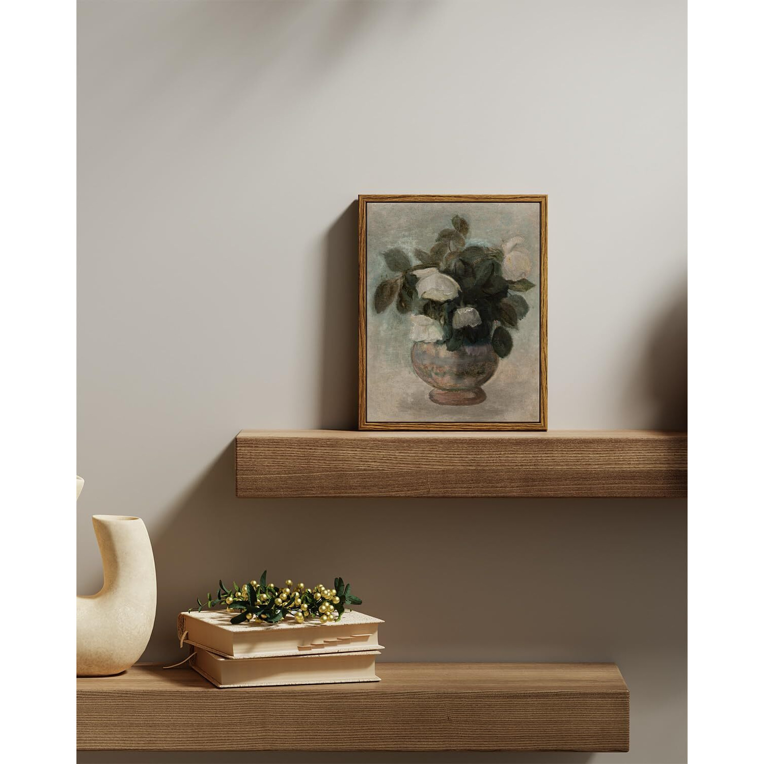 Insimsea Framed Canvas Prints Art Vintage Decor, Home Eclectic Roses In Vase Classical Oil Paintings For Wall Art Decorations, Rustic Farmhouse Floral Wall Decor For Bathroom, 8"&quotX10""