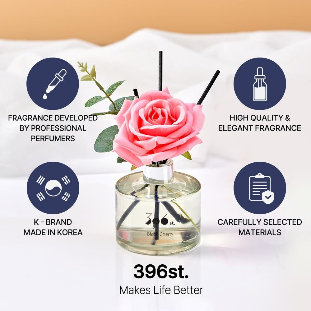 396 St. Rose Flower Reed Diffuser, Black Cherry, 200Ml(6.7Oz) / Reed Diffuser Sets, Scentsy Home Fragrance, Scented Oils, Home & Bathroom D  Cor