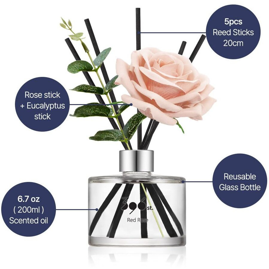 396 St. Rose Flower Reed Diffuser, Black Cherry, 200Ml(6.7Oz) / Reed Diffuser Sets, Scentsy Home Fragrance, Scented Oils, Home & Bathroom D  Cor