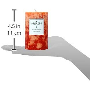 Aroma Naturals Orange And Cedar Essential Oil Scented Pillar Candle, Clarity, 2.5 Inch X 4 Inch