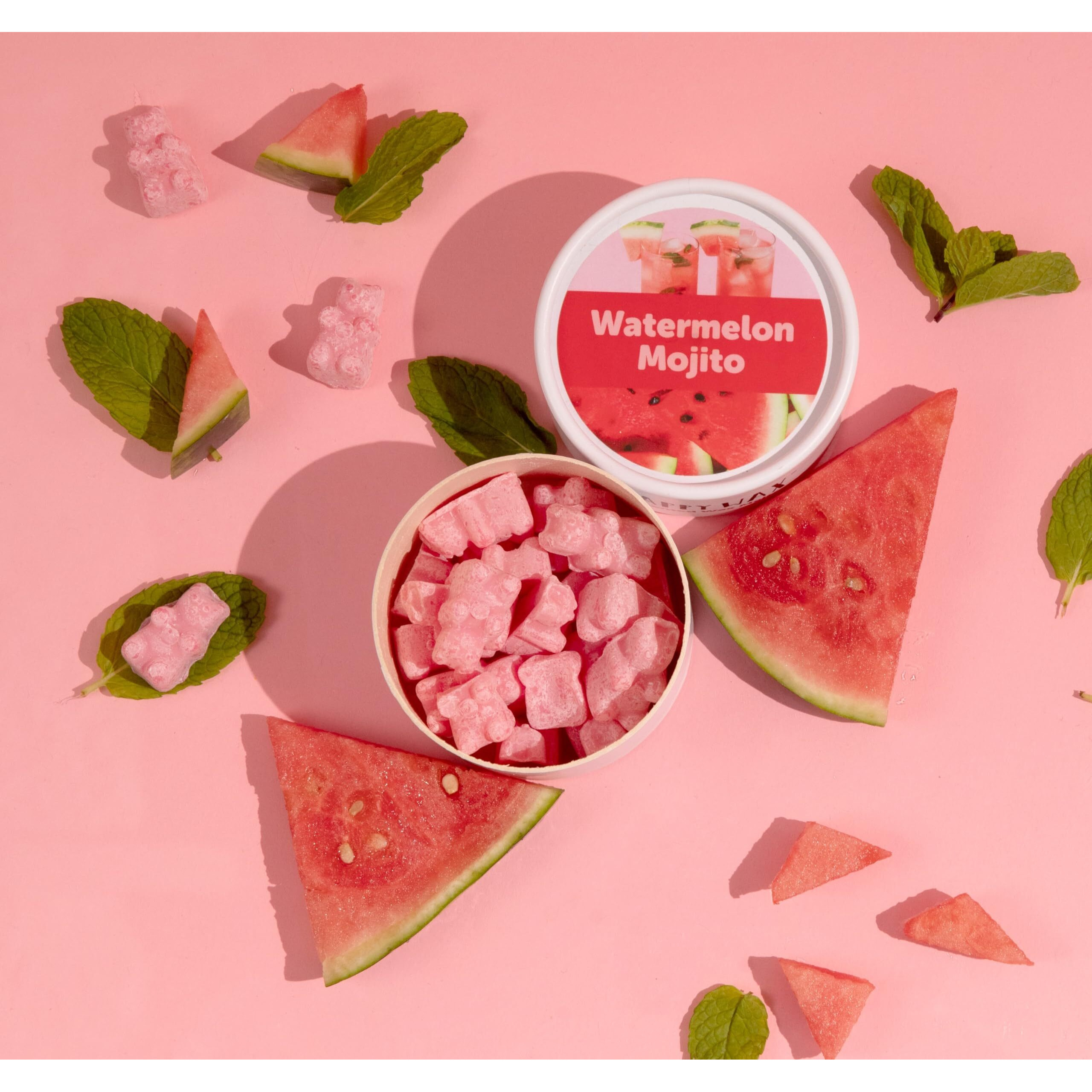 Happy Wax Watermelon Mojito Scented Bear Wax Melts - Natural Strong Scented Summer Wax Melts Infused W/Essential Oils - Non Toxic Wax Melt & Pet Safe Wax Melts - (4 Oz Tin)