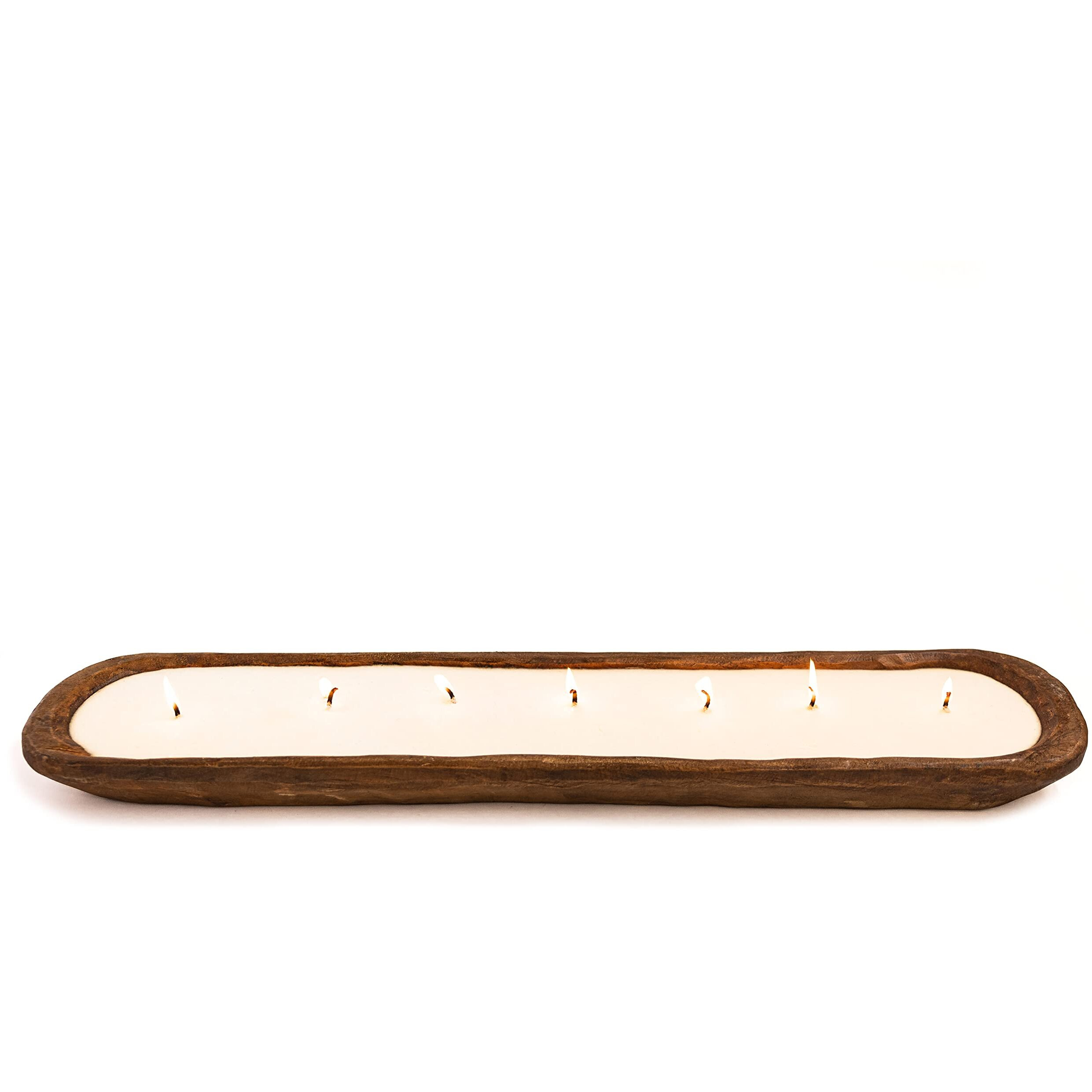 Red Barn Candle Company Wood Dough Bowl Candles | 100% Natural Soy Wax & Essential Oil Infused | Odor Eliminating + Pet Safe | Scented Candle Gifts For Men & Women (Pumpkin Spice, 7-Wick)