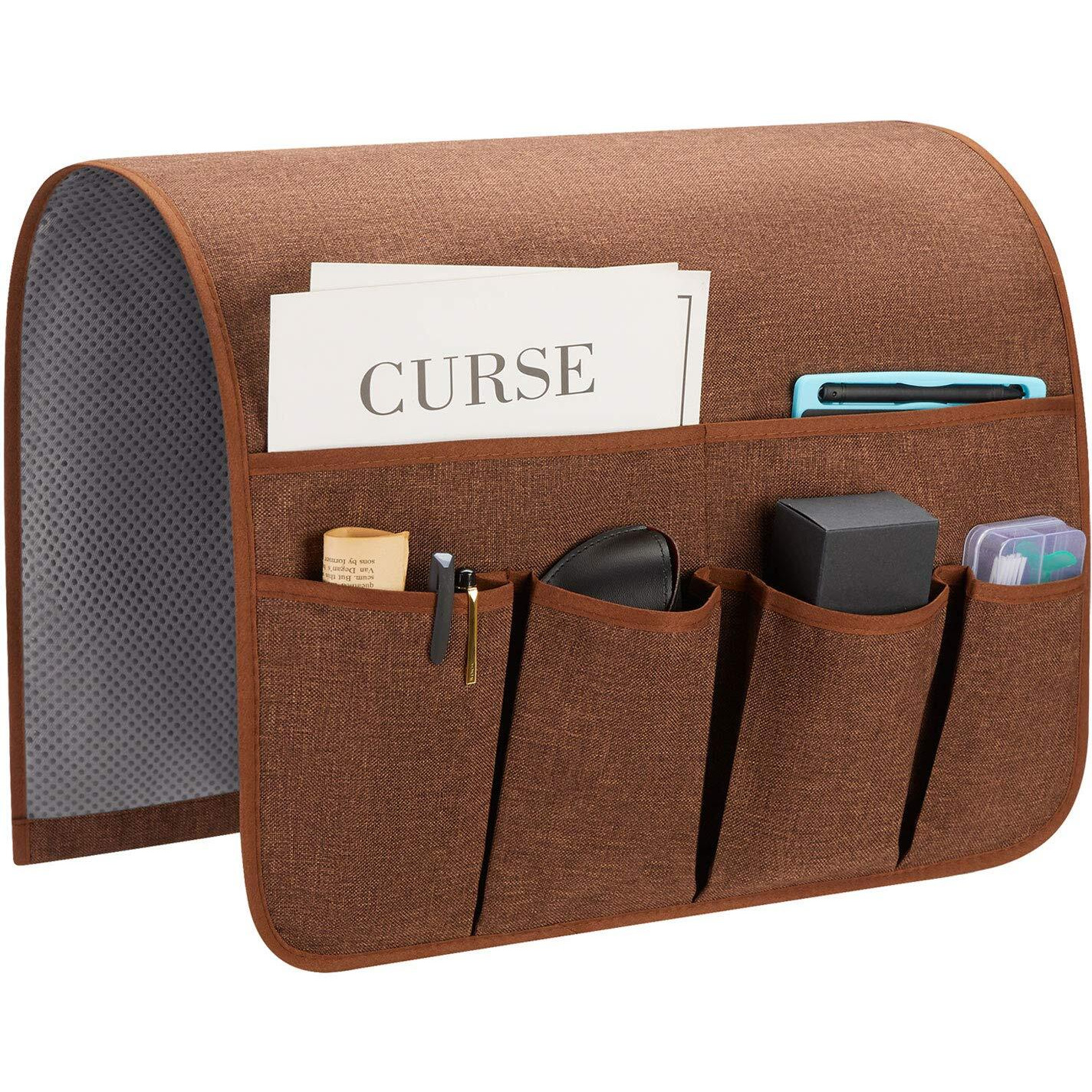 Sysov Sofa Armrest Organizer, Remote Control Holder For Recliner Couch, Arm Chair Caddy With 6 Pockets For Magazine, Tablet, Phone, Ipad