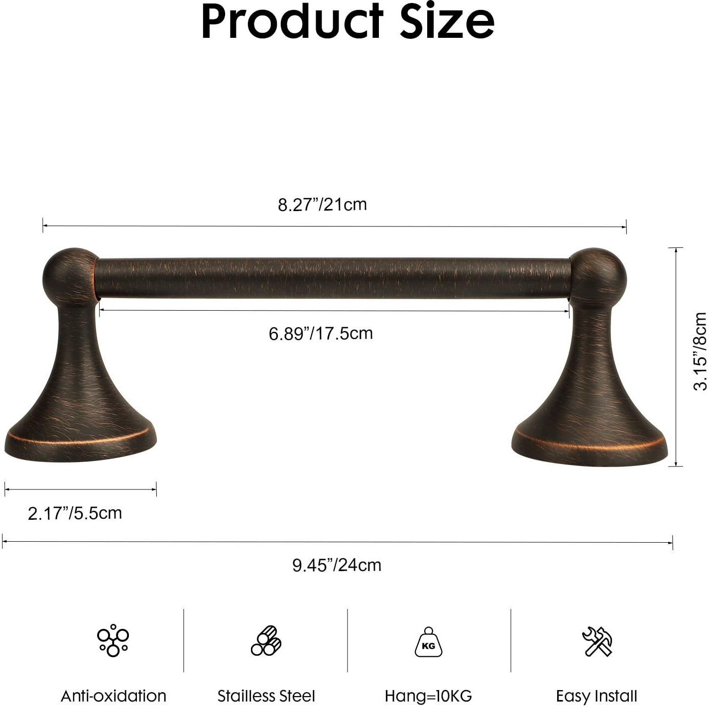 Ntipox Antique Hand Towel Holder Oil Rubbed Bronze For Bathroom,Towel Bar 9-Inch,Bathroom Accessories Towel Ring, Wall Mounted,Towel Hanger For Bathroom