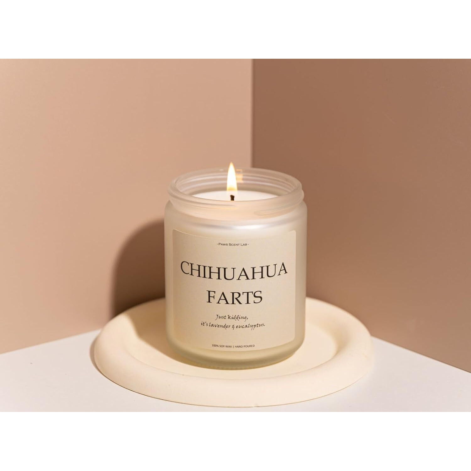 Chihuahua Gifts & Decor, Chihuahua Gifts For Women, Dog Farts Candle - Lavender & Eucalyptus, Crafted By Natural Soy Wax & Natural Essential Oils, 7Oz