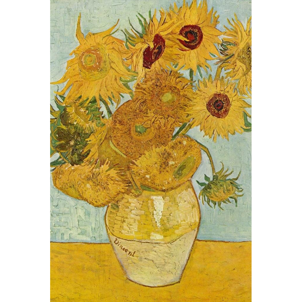 Laminated Vincent Van Gogh Sunflowers In Vase Poster 1888 Flower Still Life Impressionist Painting Oil On Poster Dry Erase Wall Art 16X24