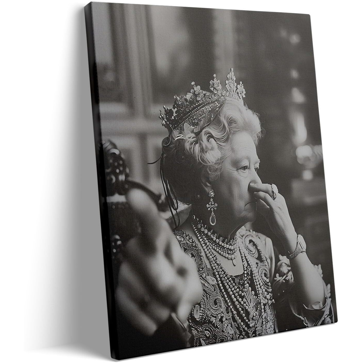 B.B.F Make Funny Framed Canvas Wall Art Bathroom Decor Queen Covers Her Nose And Points At You Poster Print Humorous Oil Paintings Modern Artwork For Living Room Dorm Wall Home Decoration (20X24Inch)