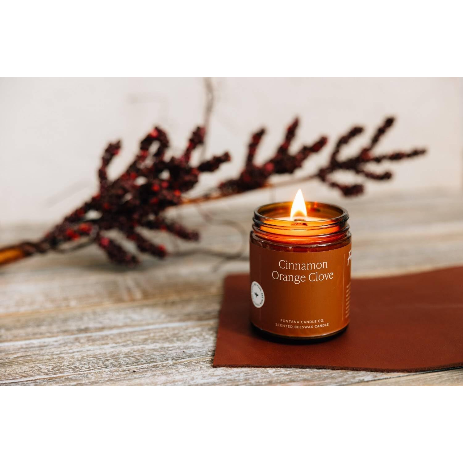 Fontana Candle Company - Cinnamon Orange Clove | Lightly Scented Candle | Made From Beeswax And Coconut Oil | Essential Oil | Wood Wick | Long Lasting | Clean Burn And Non Toxic