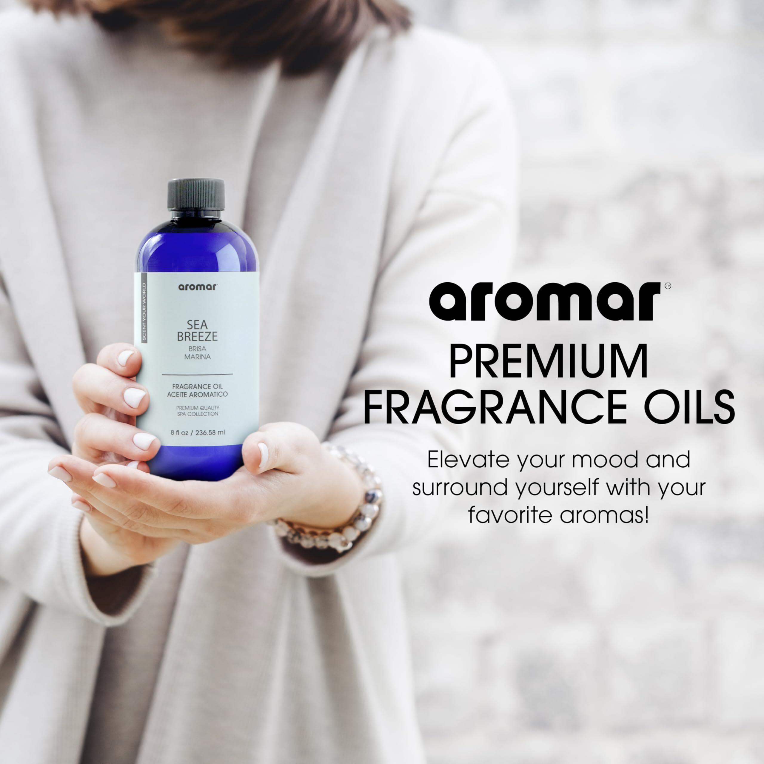 Aromar Premium Fragrance Oil, Long-Lasting, Reinvigorating Uplifting Aroma For Aromatherapy, & Household Uses. Assorted 8Oz Scents 4Pk