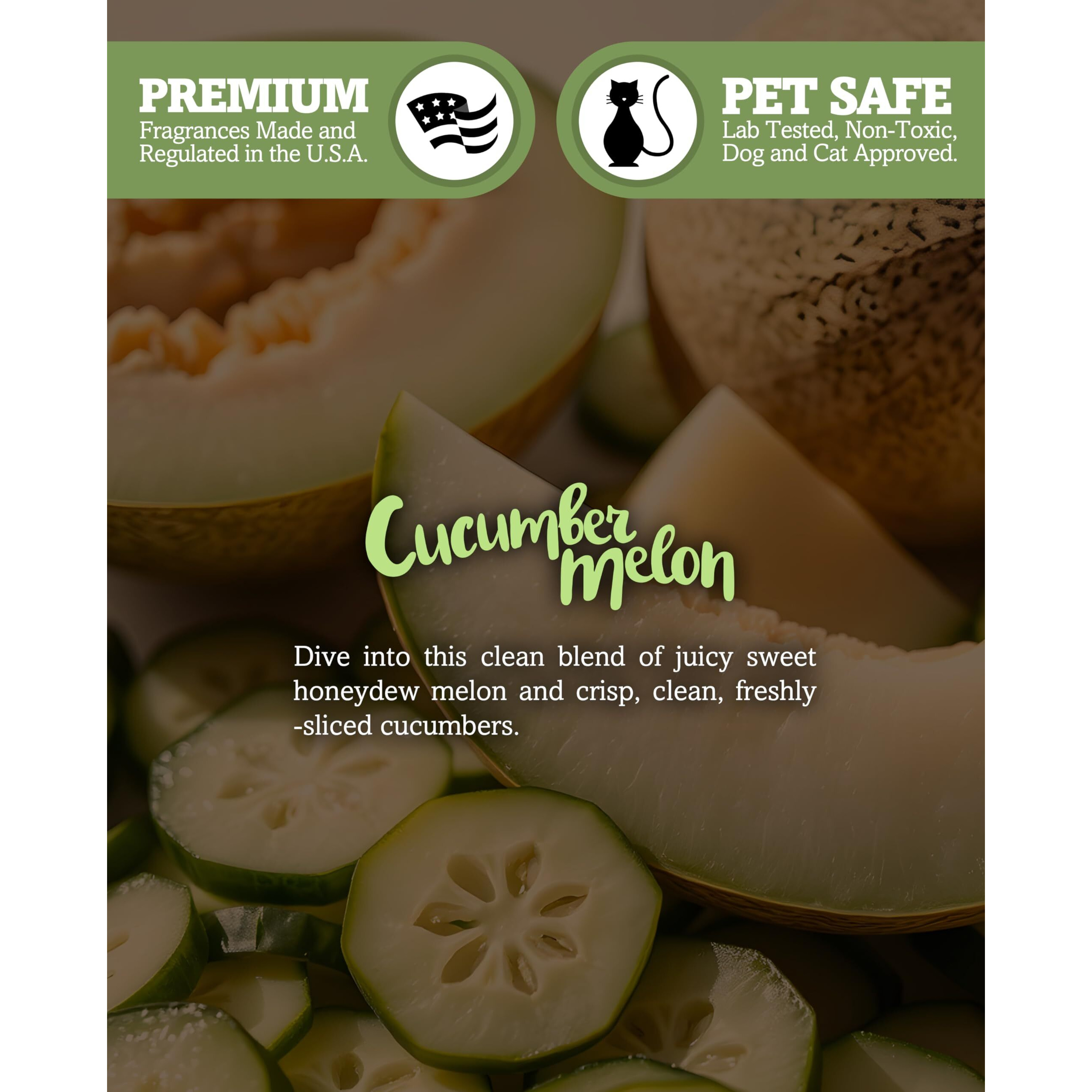 Shortie's Candle Company Cucumber Melon Wax Melts - Formula 117-1 Highly Scented 3 Oz. Bar - Made With Natural Oils - Fresh & Clean Air Freshener Cubes Collection