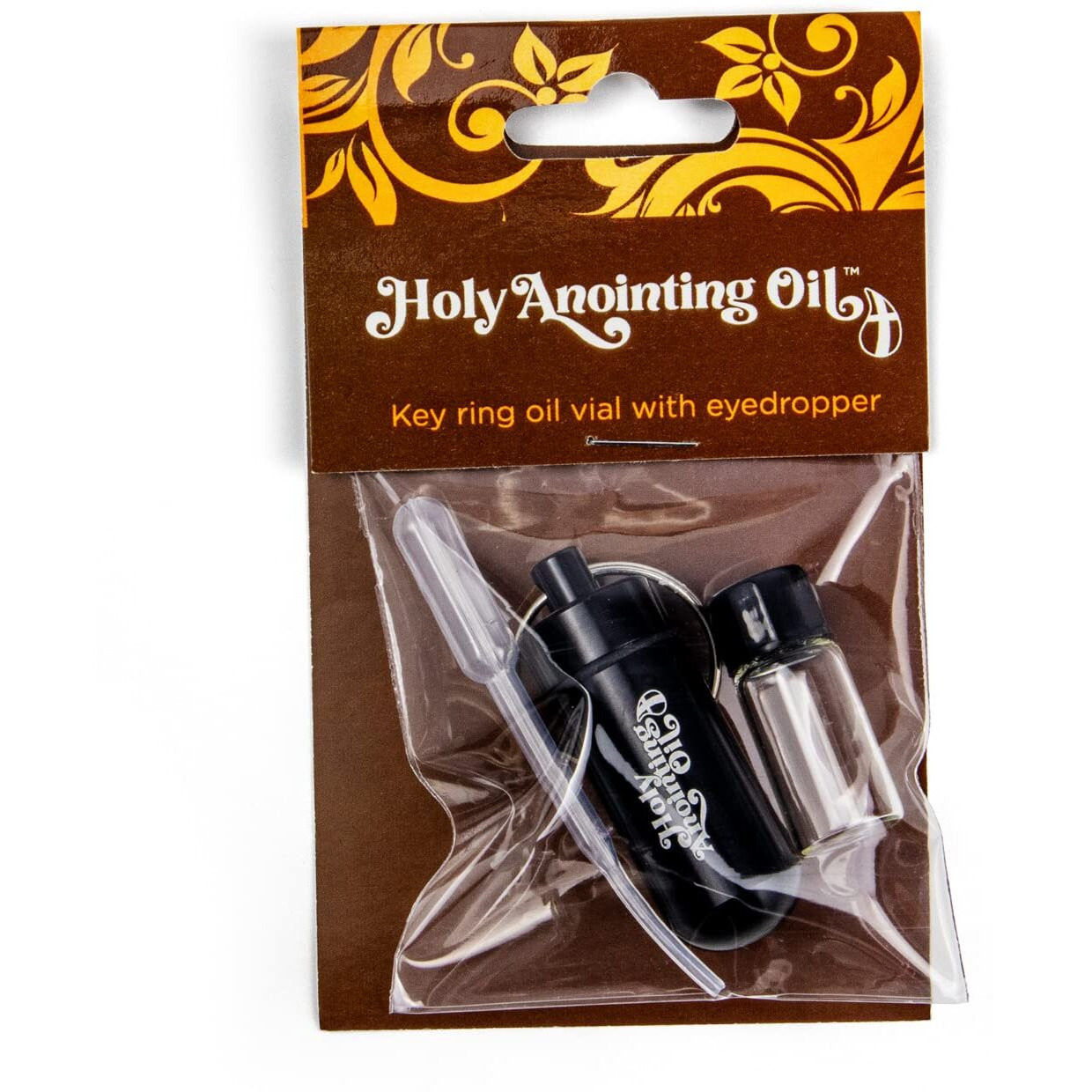 Anointing Oil Bottle Accessory Kit, Black Keychain Container, Plastic Eyedropper & Small Empty Glass Vial, Screw Top Metal Holder, Protective Travel Set For Holy Oils, Botellas Para Aceite Ungido