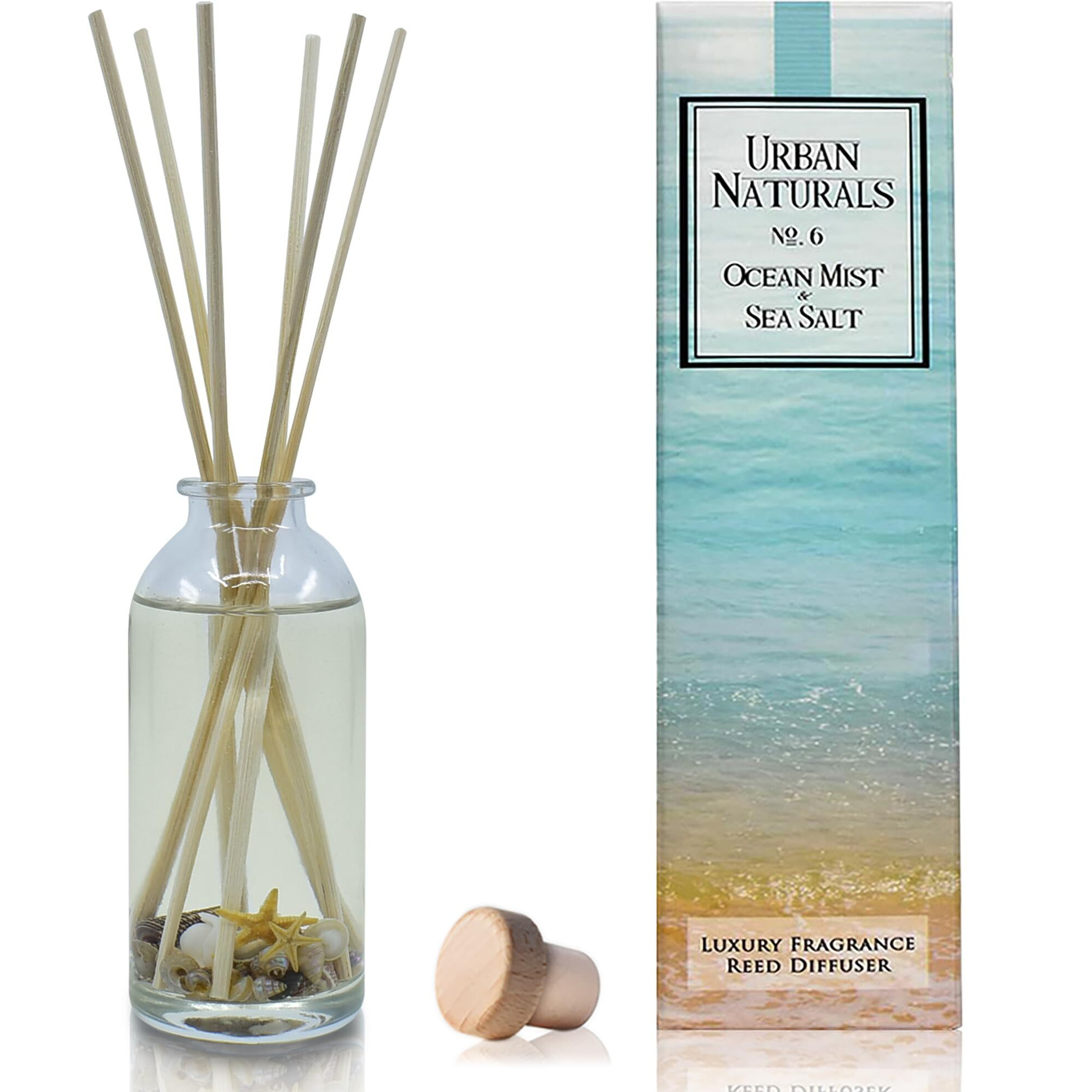 Urban Naturals Ocean Mist & Sea Salt Reed Diffuser Set | Made With Essential Oils & Real Botanicals | Decorative Air Freshener For Large Rooms | Beautiful Home D  Cor Makes A Great Gift