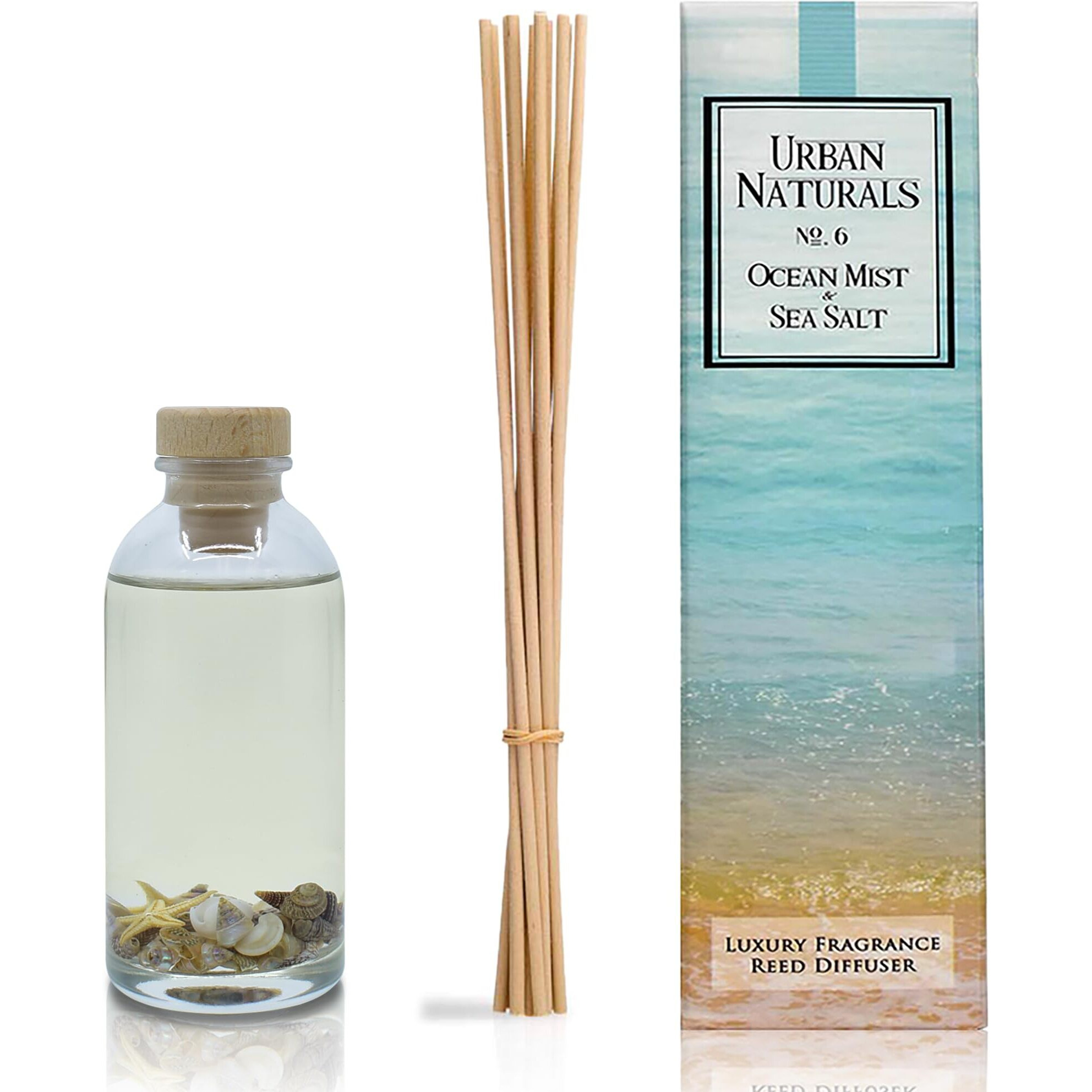 Urban Naturals Ocean Mist & Sea Salt Reed Diffuser Set | Made With Essential Oils & Real Botanicals | Decorative Air Freshener For Large Rooms | Beautiful Home D  Cor Makes A Great Gift