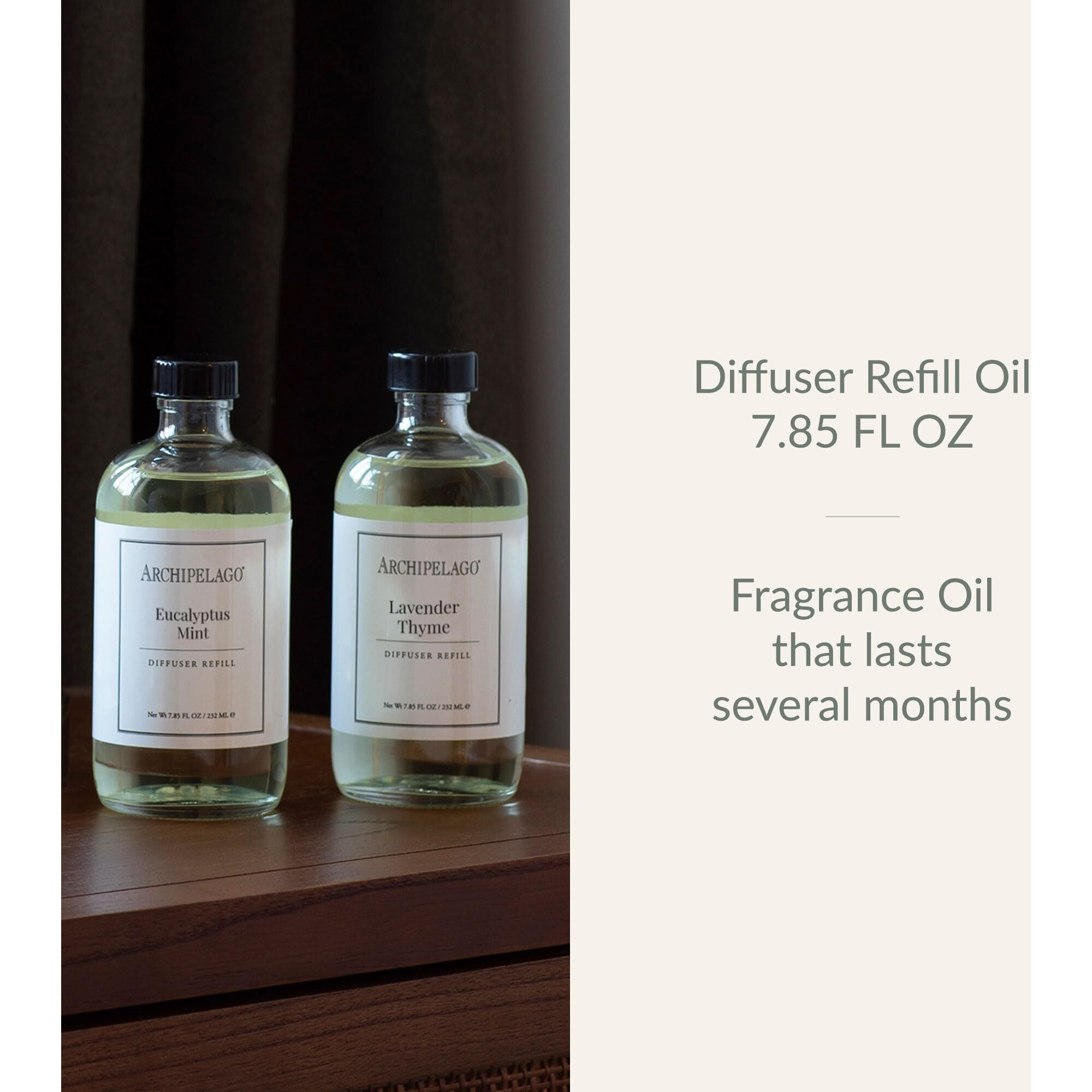 Archipelago Botanicals Charcoal Rose Reed Diffuser Oil Refill, Home Fragrance Oil For Diffuser, Long-Lasting Natural Home Fragrance, Diffuser Oil Scents, 7.85 Fl Oz