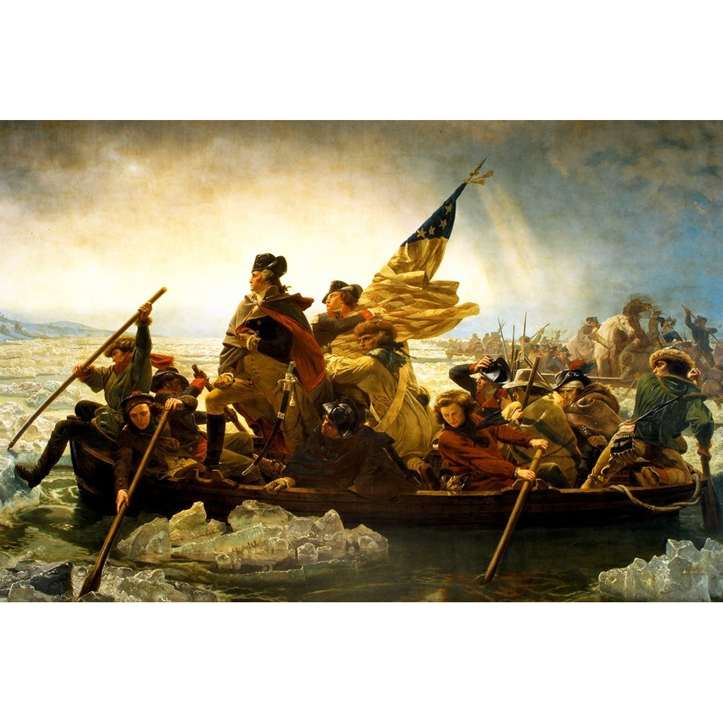 George Washington Crossing Delaware River 1851 Emanuel Leutze Oil Painting Cool Wall Art Print Poster 36X24