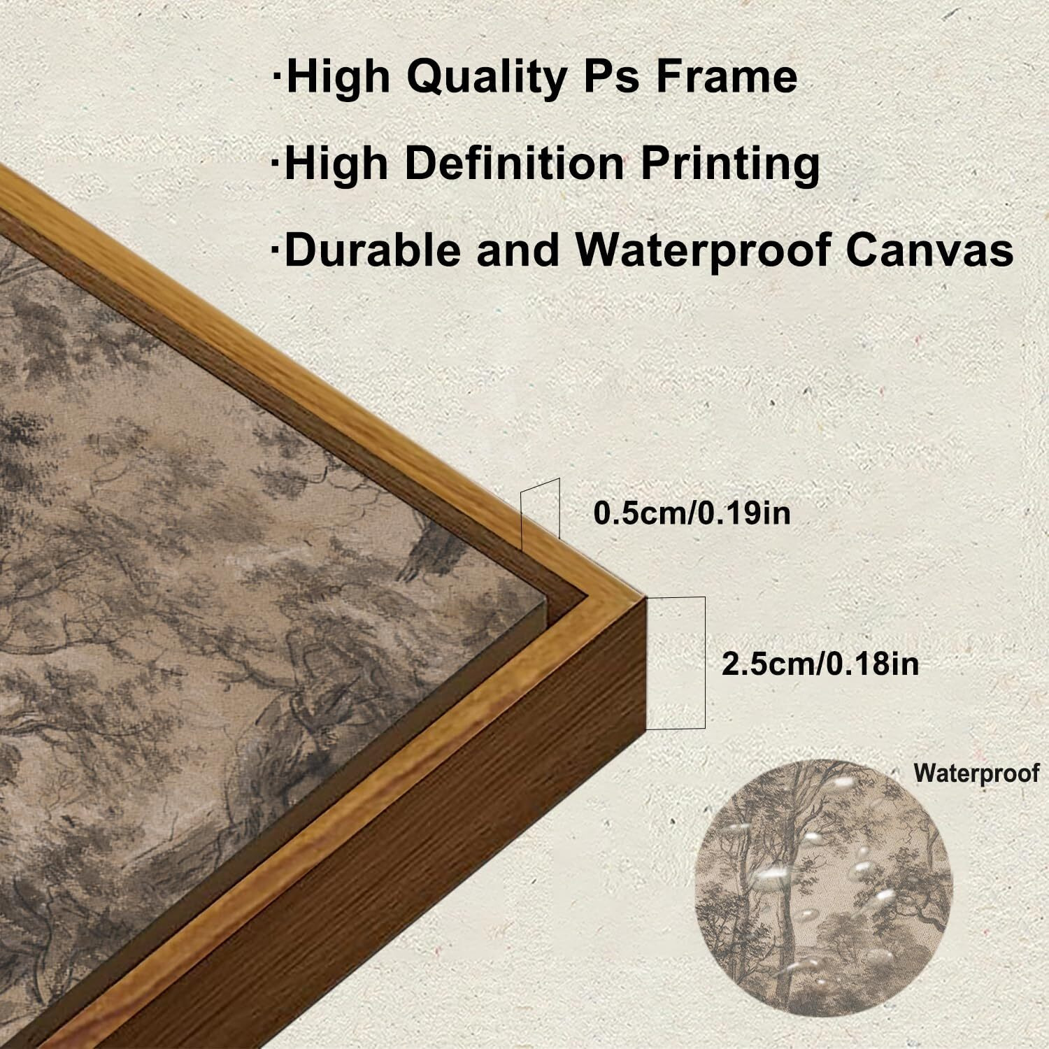 Kbkbart Framed Canvas Wall Art, Vintage Wall Art Watercolor Landscape Oil Painting, Antique Brown Dark Woodland Drawing Artwork For Wall, Moody Vintage Wall Decor For Bedroom Living Room, Cozy Home Decor, Bathroom, Gifts For Friends Or Family (8"&quotX10"")
