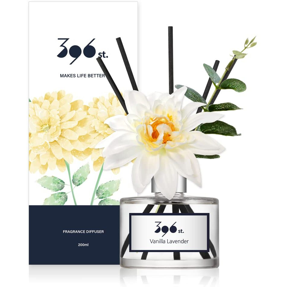 396 St. Dahlia Flower Reed Diffuser, Vanilla Lavender(Also Known As Garden Lavender), 200Ml(6.7Oz) / Reed Diffuser Sets, Scentsy Home Fragrance, Scented Oils, Home & Bathroom D  Cor