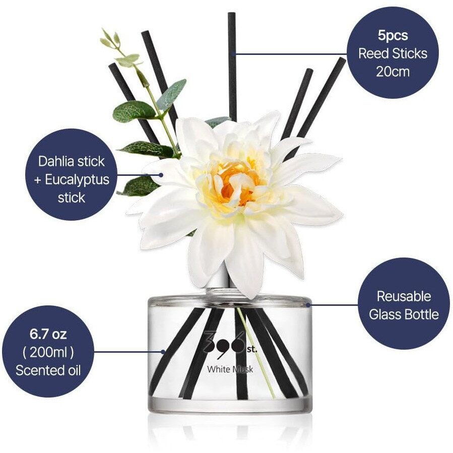 396 St. Dahlia Flower Reed Diffuser, Vanilla Lavender(Also Known As Garden Lavender), 200Ml(6.7Oz) / Reed Diffuser Sets, Scentsy Home Fragrance, Scented Oils, Home & Bathroom D  Cor