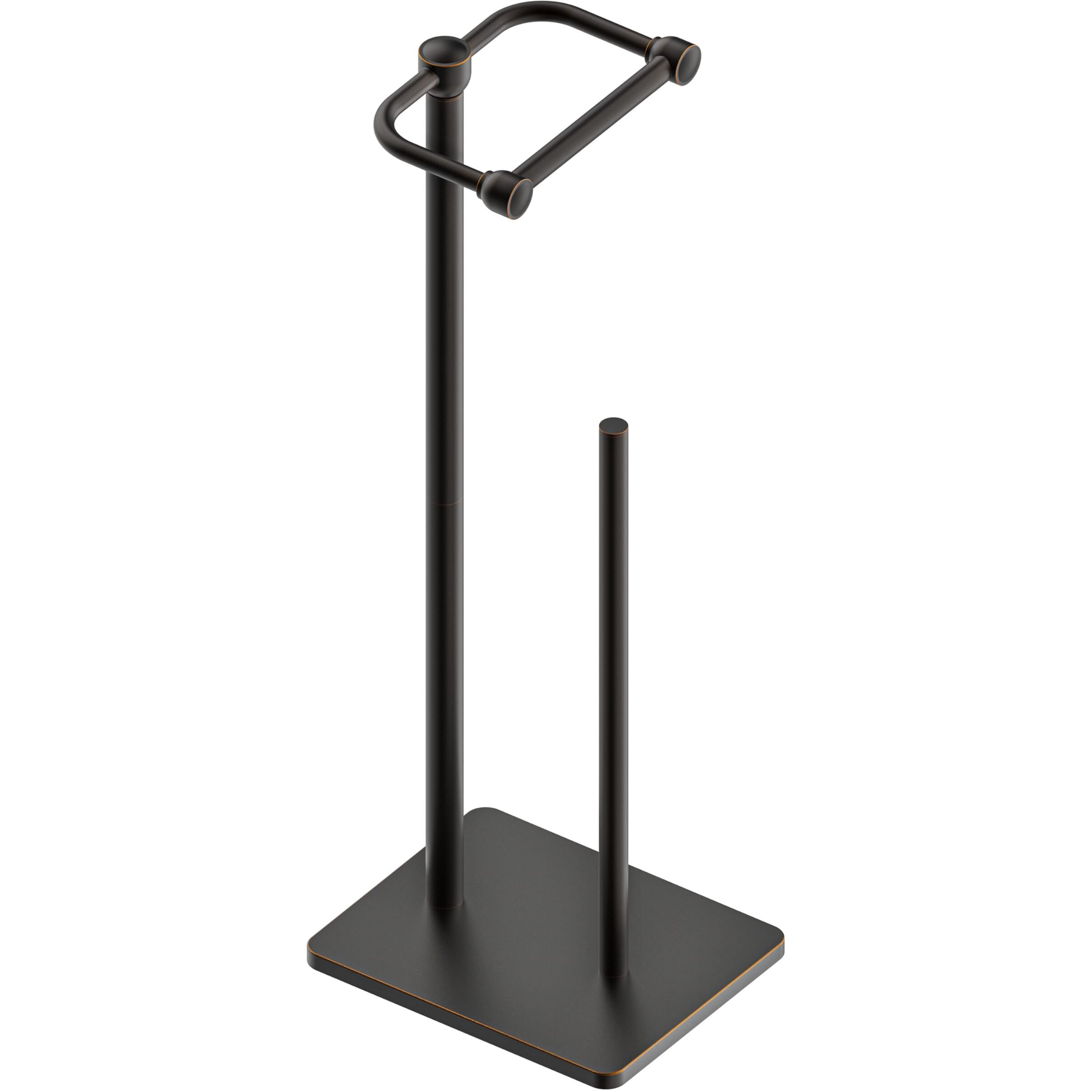 Ruacq Toilet Paper Holder Stand, Bathroom Toilet Paper Roll Holder Free Standing With Storage For 4 Rolls, Post Pivoting Design, Stable Weighted Base, Sus304 Stainless Steel (Oil Rubbed Bronze)