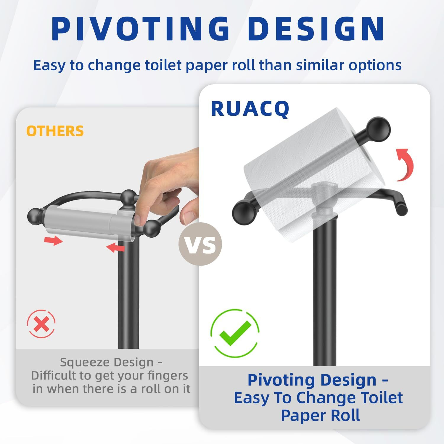 Ruacq Toilet Paper Holder Stand, Bathroom Toilet Paper Roll Holder Free Standing With Storage For 4 Rolls, Post Pivoting Design, Stable Weighted Base, Sus304 Stainless Steel (Oil Rubbed Bronze)