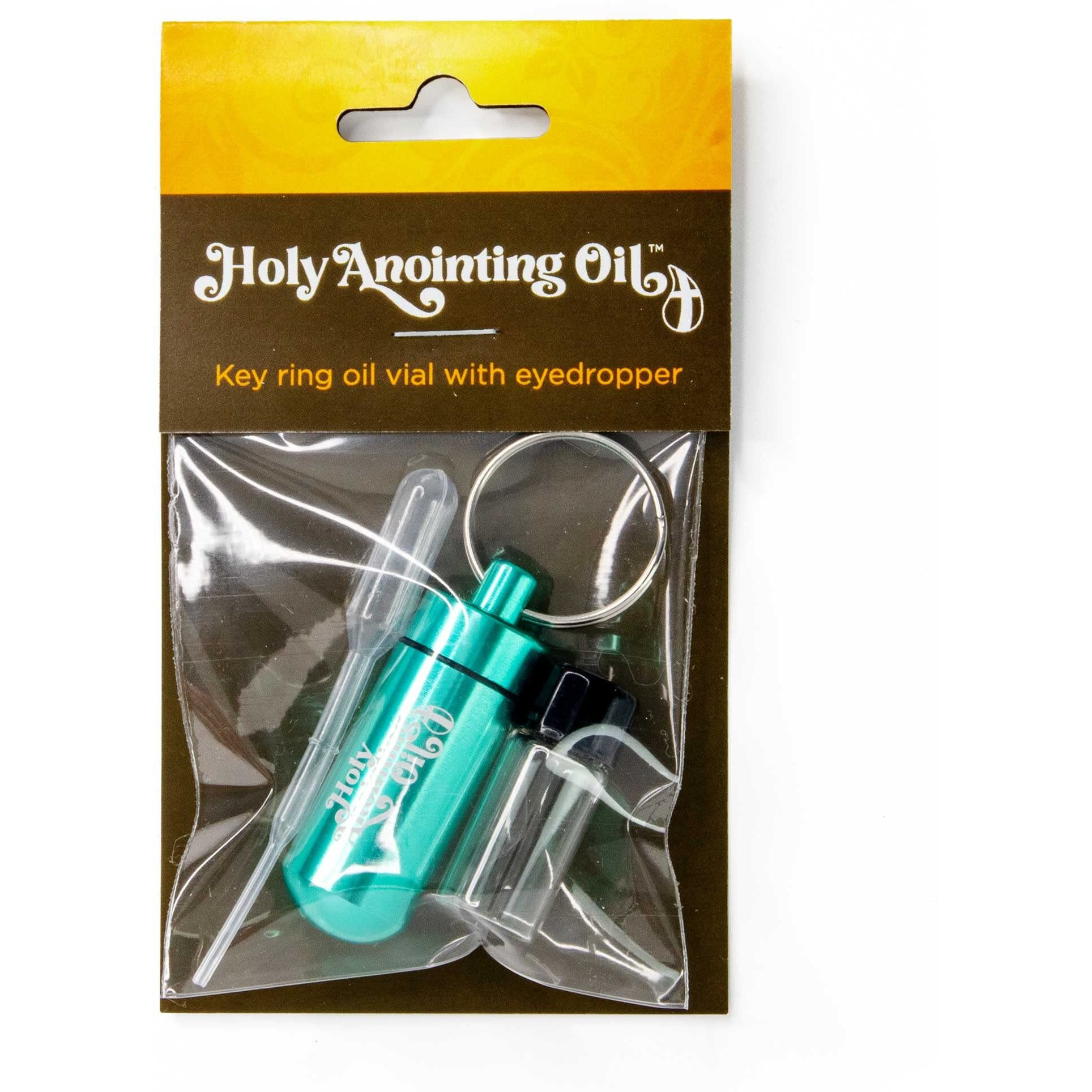 Anointing Oil Bottle Accessory Kit, Turquoise Keychain Container, Plastic Eyedropper & Small Empty Glass Vial, Screw Top Metal Holder, Protective Travel Set For Holy Oils, Botellas Para Aceite Ungido