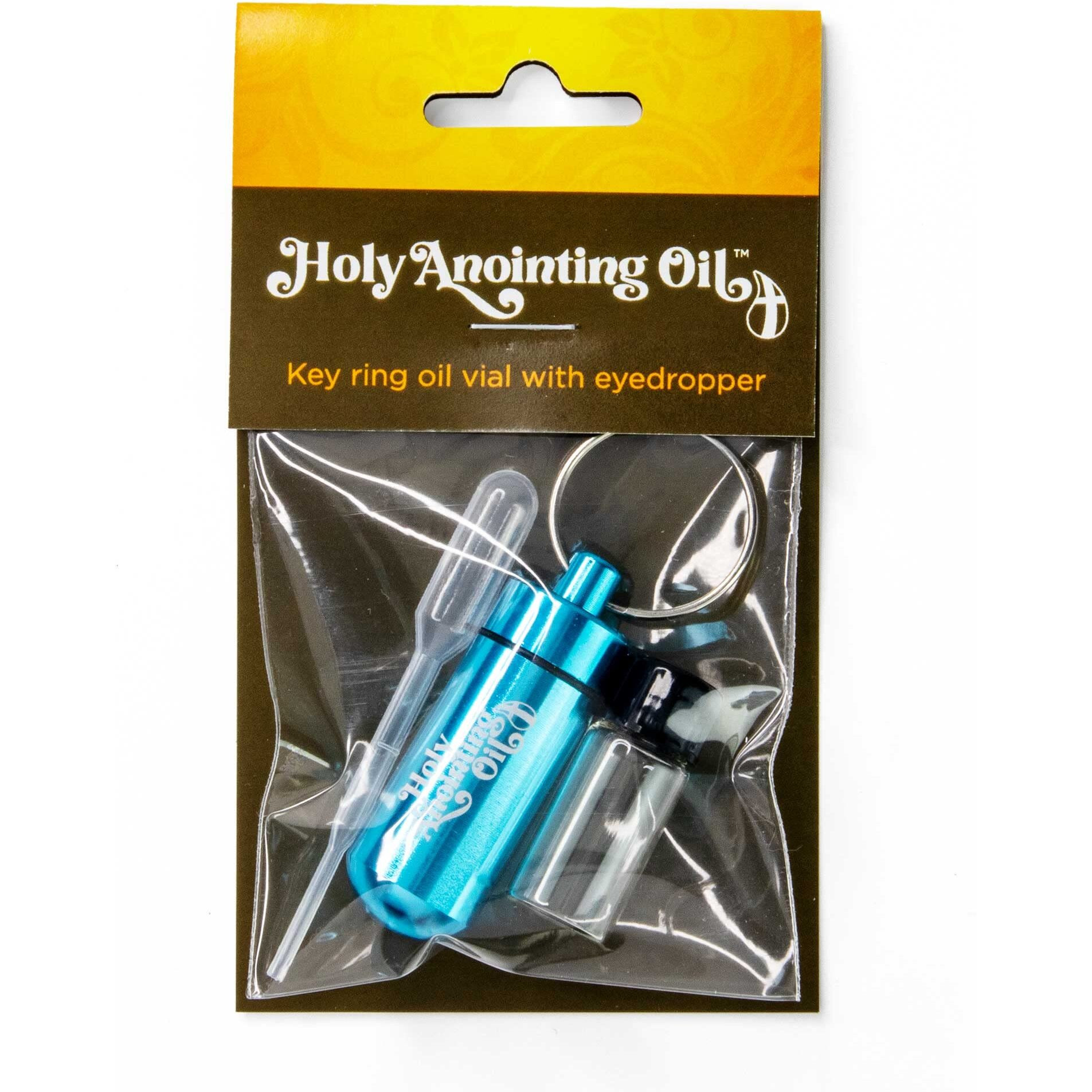 Anointing Oil Bottle Accessory Kit, Aqua Keychain Container, Plastic Eyedropper & Small Empty Glass Vial, Screw Top Metal Holder, Protective Travel Set For Holy Oils, Botellas Para Aceite Ungido