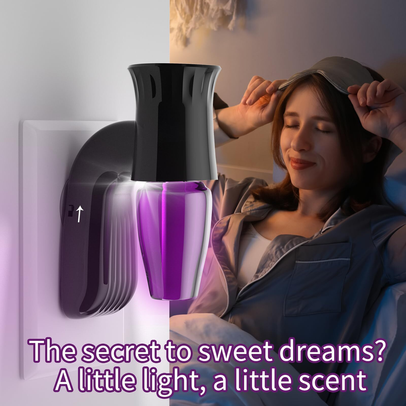 Zoblise 2Pcs Wall Fragrance Plug In With Night Light, Compatible With Bath And Body Works Wallflowers, Rotatable Plug In Diffuser, Stylish Essential Oil Diffuser For A Cozy Home Office (Black)