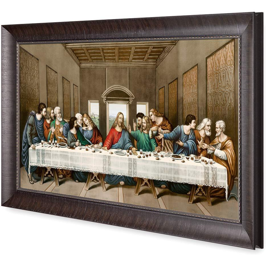 Decorarts - The Last Supper By Leonardo Da Vinci. Oil Painting Reproduction, Giclee Print On Canvas. Ready To Hang Framed Wall Art For Home And Office Decor. Total Size W/Frame 34X20