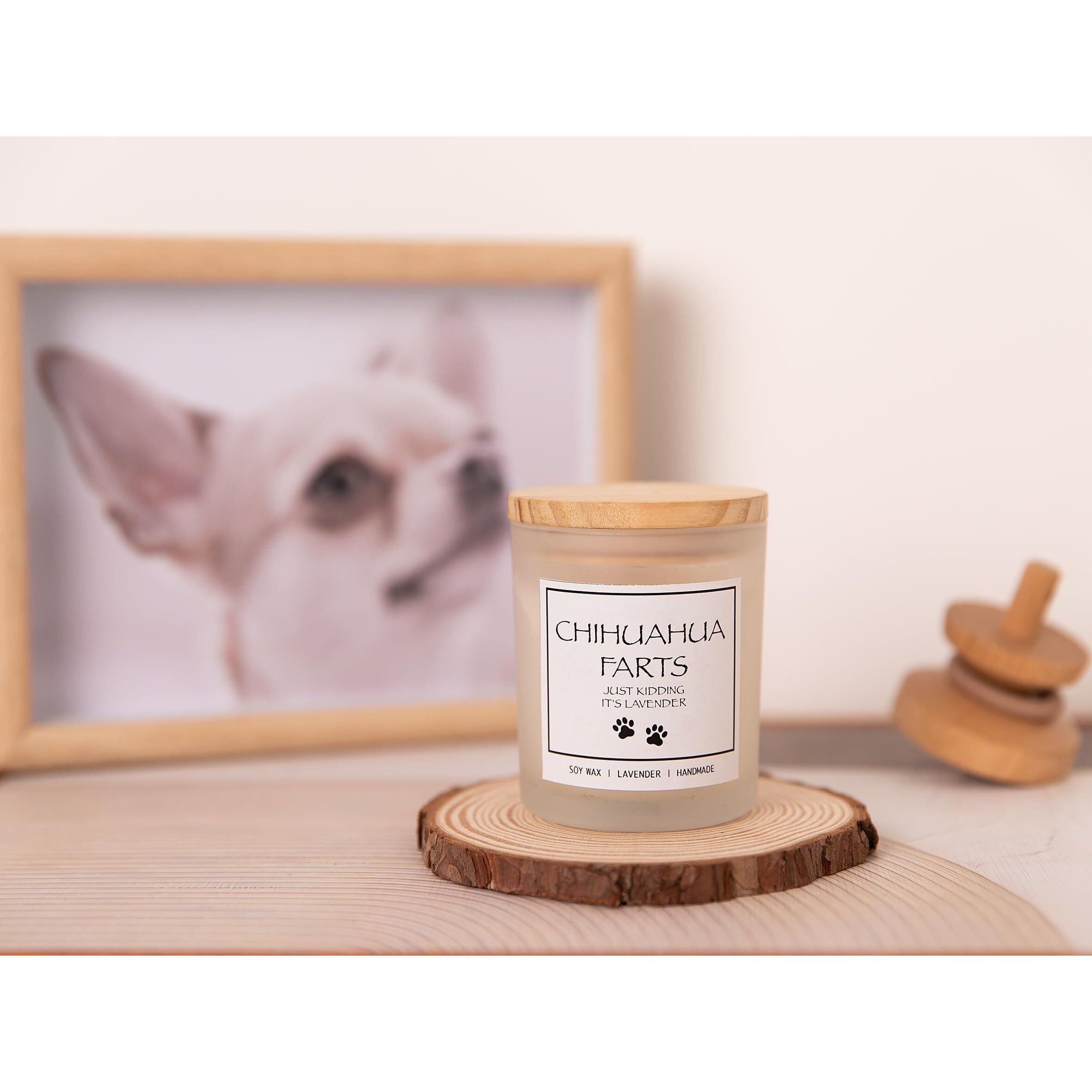 Chihuahua Gifts & Decor, Chihuahua Gifts For Women, Dog Mom Gifts For Women, Dog Farts Candle, Pet Friendly Lavender Scented Candle, Natural Soy Wax & Natural Essential Oils