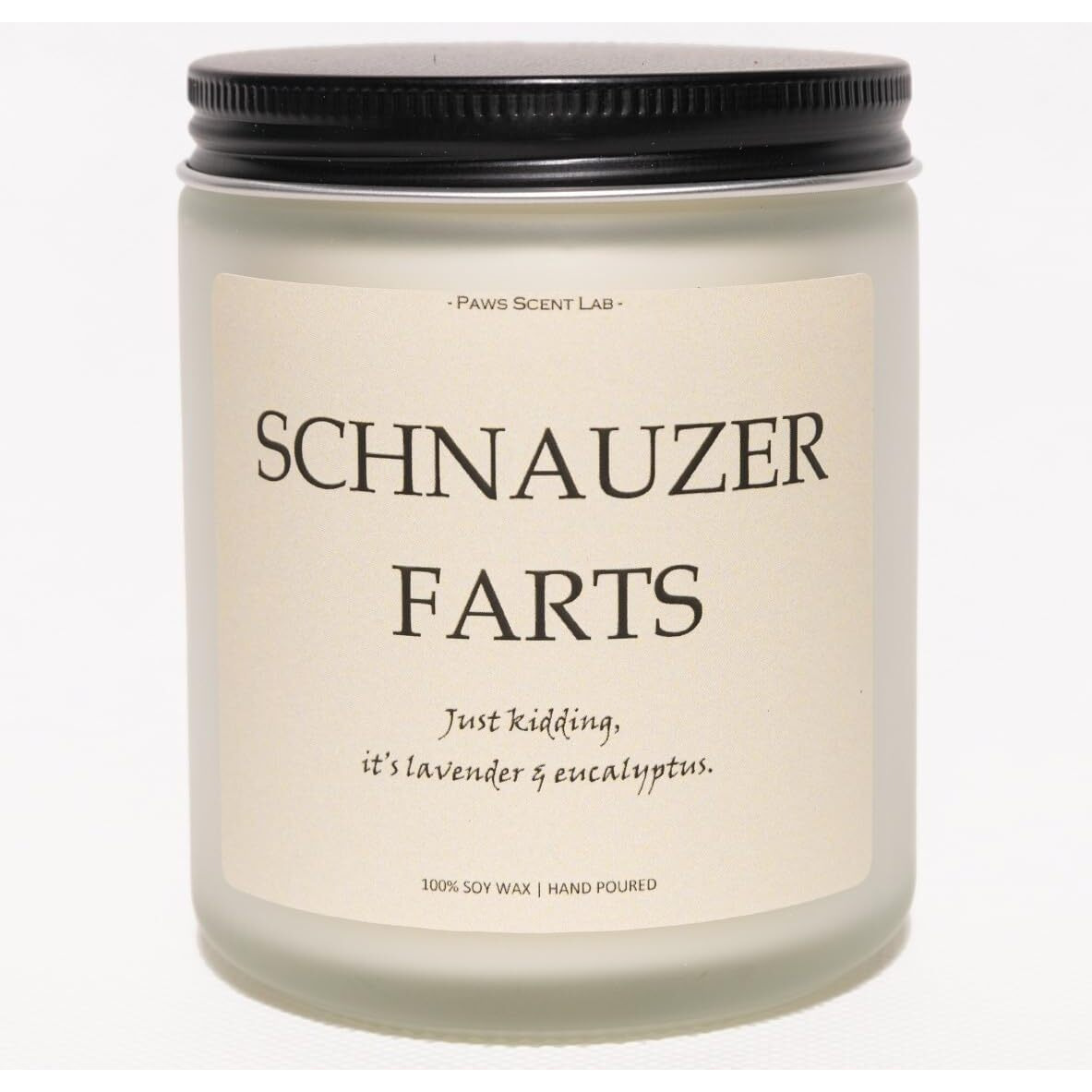 Schnauzer Gifts & Decor, Schnauzer Gifts For Women, Dog Farts Candle, Dog Mom Gifts For Women - Lavender & Eucalyptus, Crafted By Natural Soy Wax & Natural Essential Oils, 7Oz