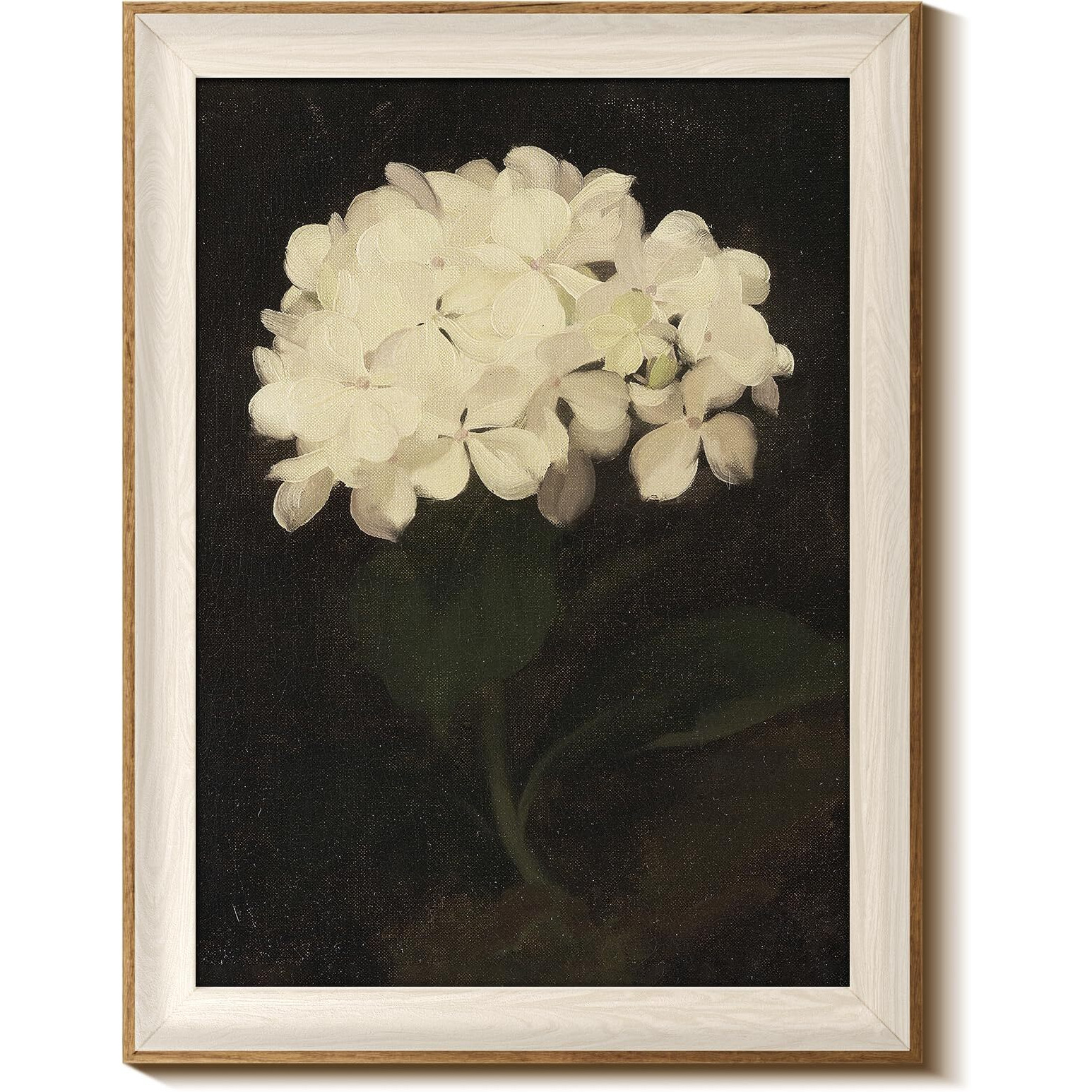 Insimsea Framed Canvas Wall Art Decoration Canvas Wall Art Room Decor, White Hydrangea Oil Painting Canvas Prints, Bedroom Bathroom Wall Pictures Flower Artwork Office Floral Wall Decor 12X16In