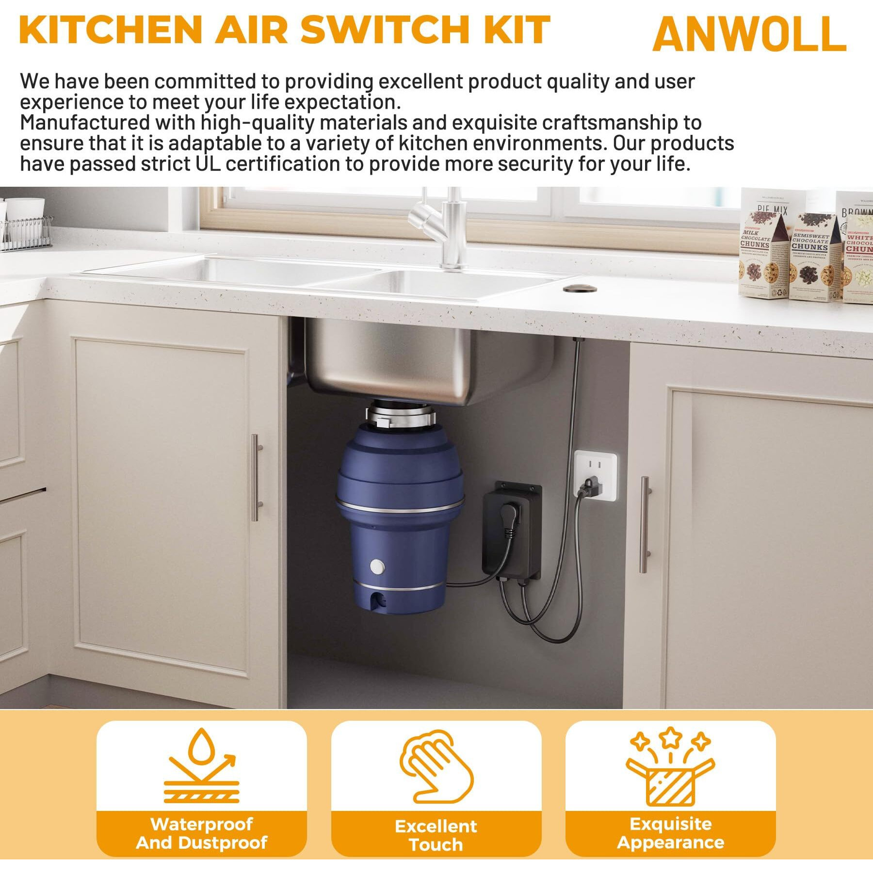 Anwoll Garbage Disposal For Air Wsitch (Long/3.6"", Oil Rubbed Bronze)