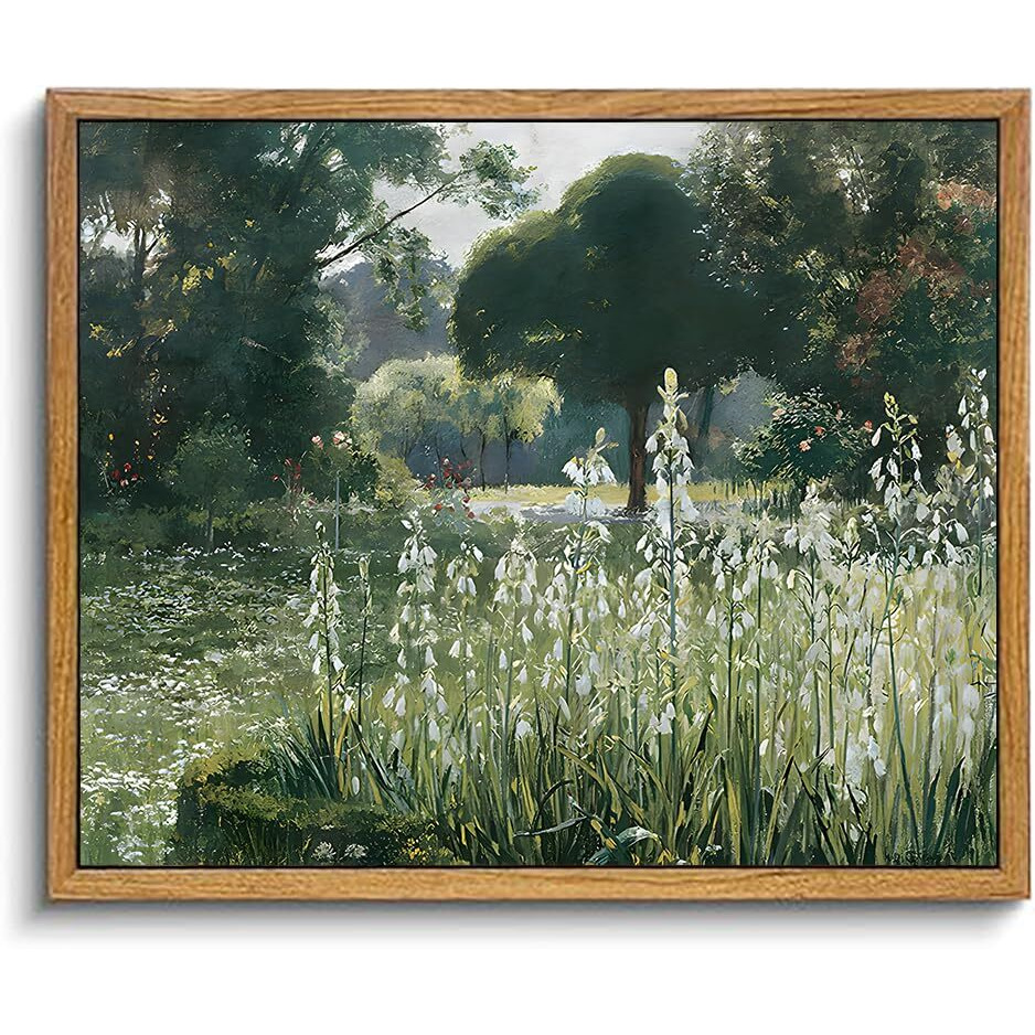 Kbkbart Framed Wall Art Vintage Decor, Vintage Meadow With Flowers Oil Painting, Classical Canvas Artwork Wall Decor, Scenery Wall Art Prints For Bedroom Living Room, Bathroom Wall Decor, Gallery, Gifts For Friends Or Family (8"&quotX10"")
