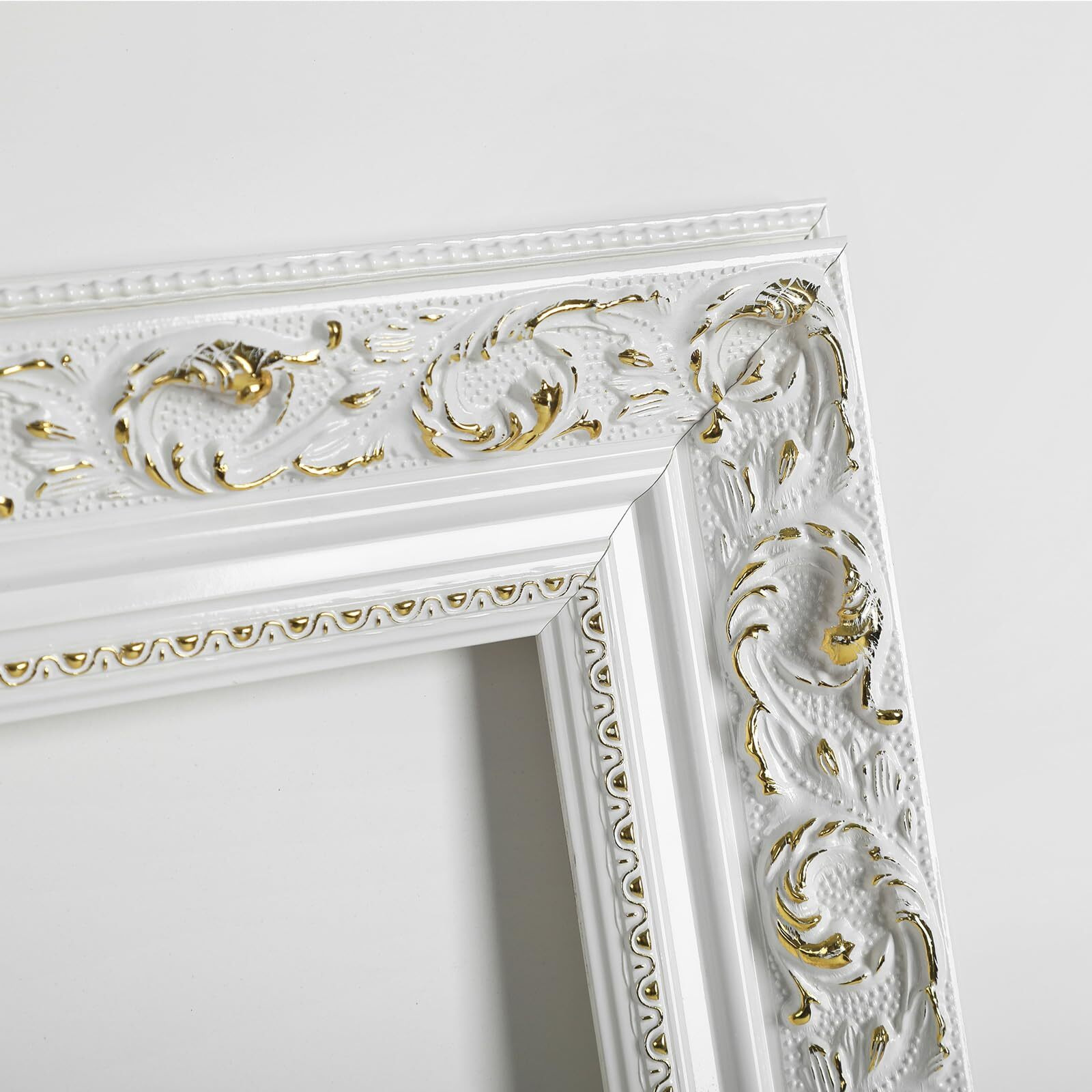 Folkor Ornate Canvas Frame For 20X30 Oil Paintings, Diy Wood Open Back Frame For Rustic Farmhouse Modern Home Decor, No Backboard & Cover, White Empty Frame For Fine Art Sunset Sunrise Landscape