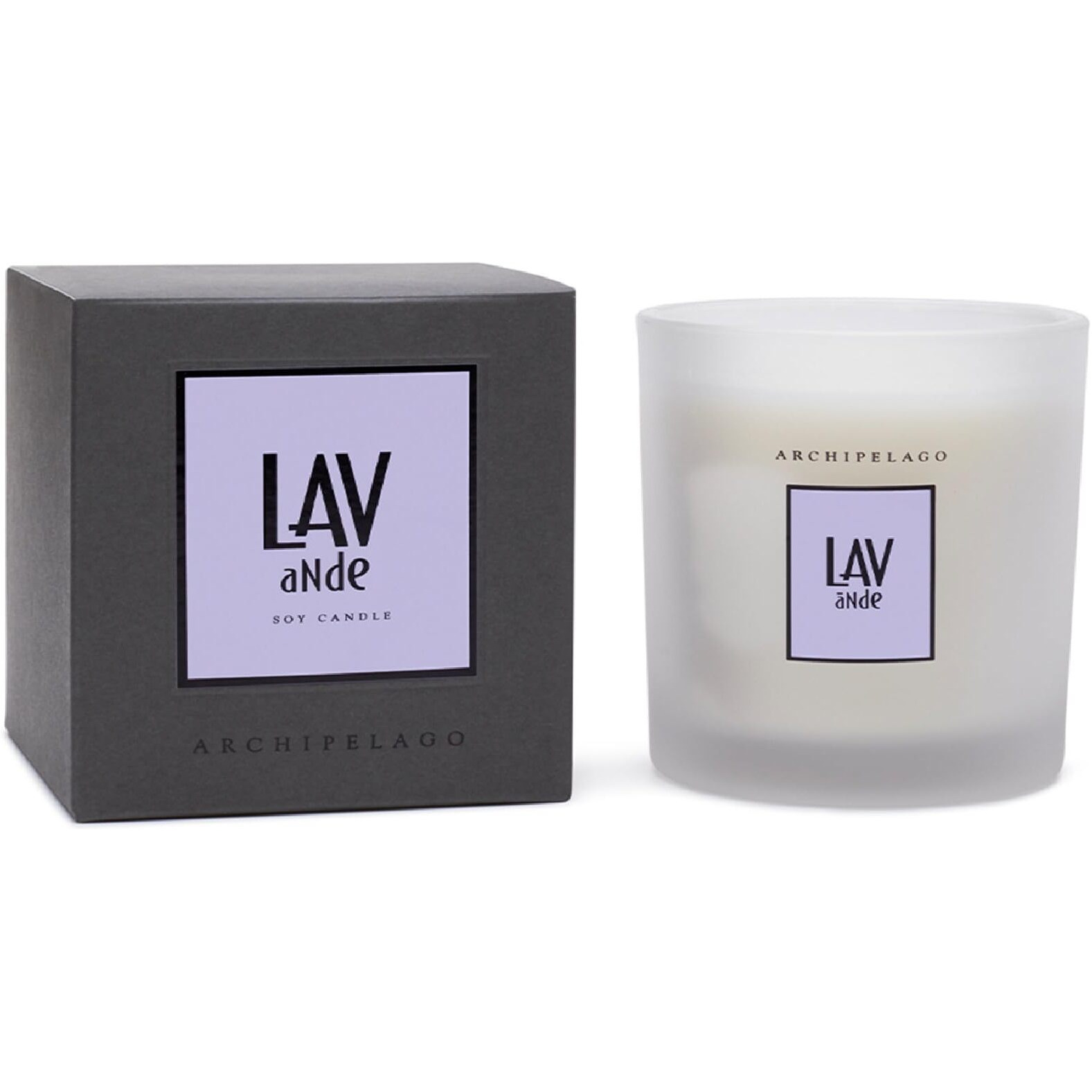 Archipelago Botanicals Hand-Poured Soy Wax Blend Scented Candle With Fragrance Oils, Lead-Free Cotton Wicks, Glass Candle Jar With Gift Box, Burns Approx. 60 Hours, Lavende, 10 Oz.