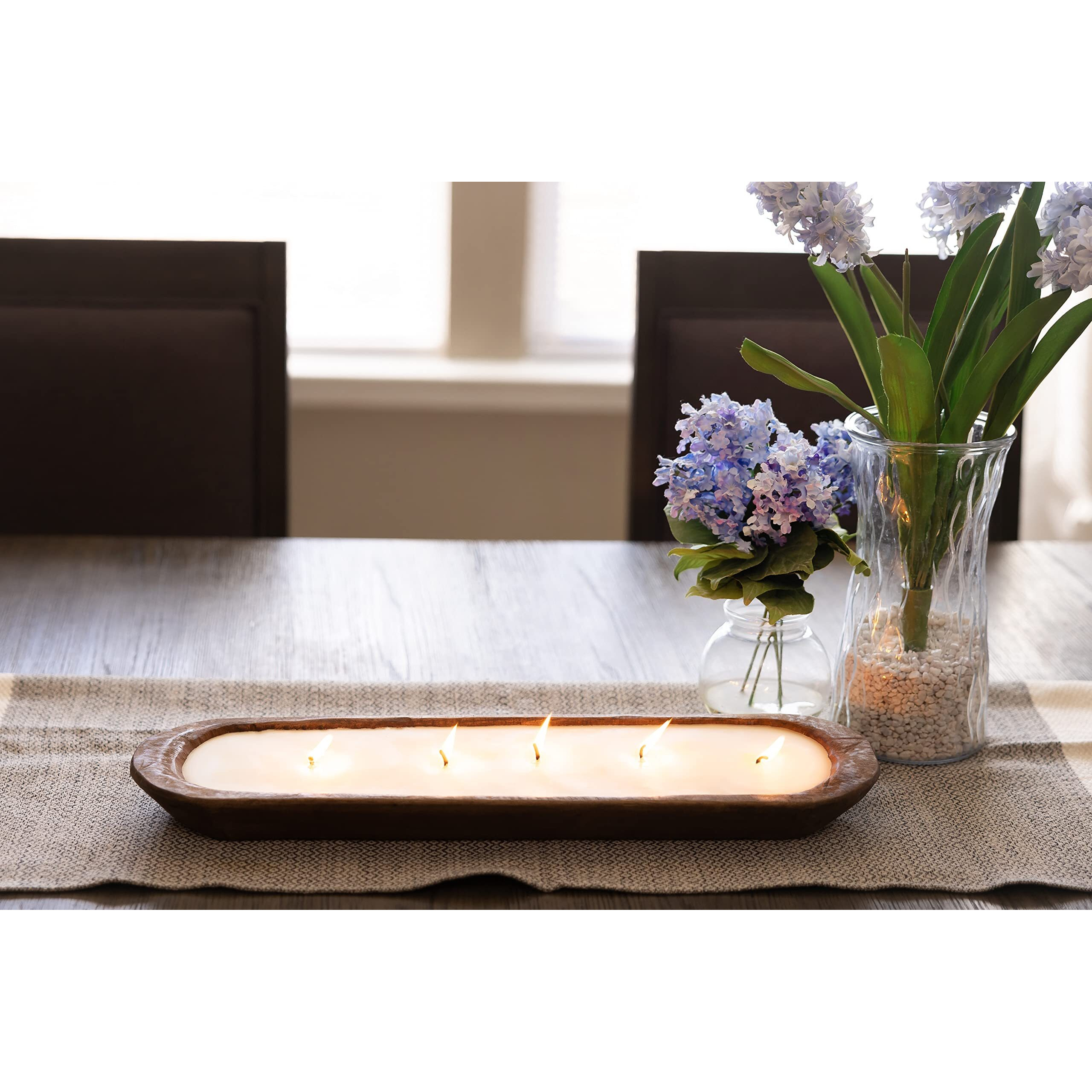 Red Barn Candle Company Wood Dough Bowl Candles | 100% Natural Soy Wax & Essential Oil Infused | Odor Eliminating + Pet Safe | Scented Candle Gifts For Men & Women (Gingerbread, 5-Wick)