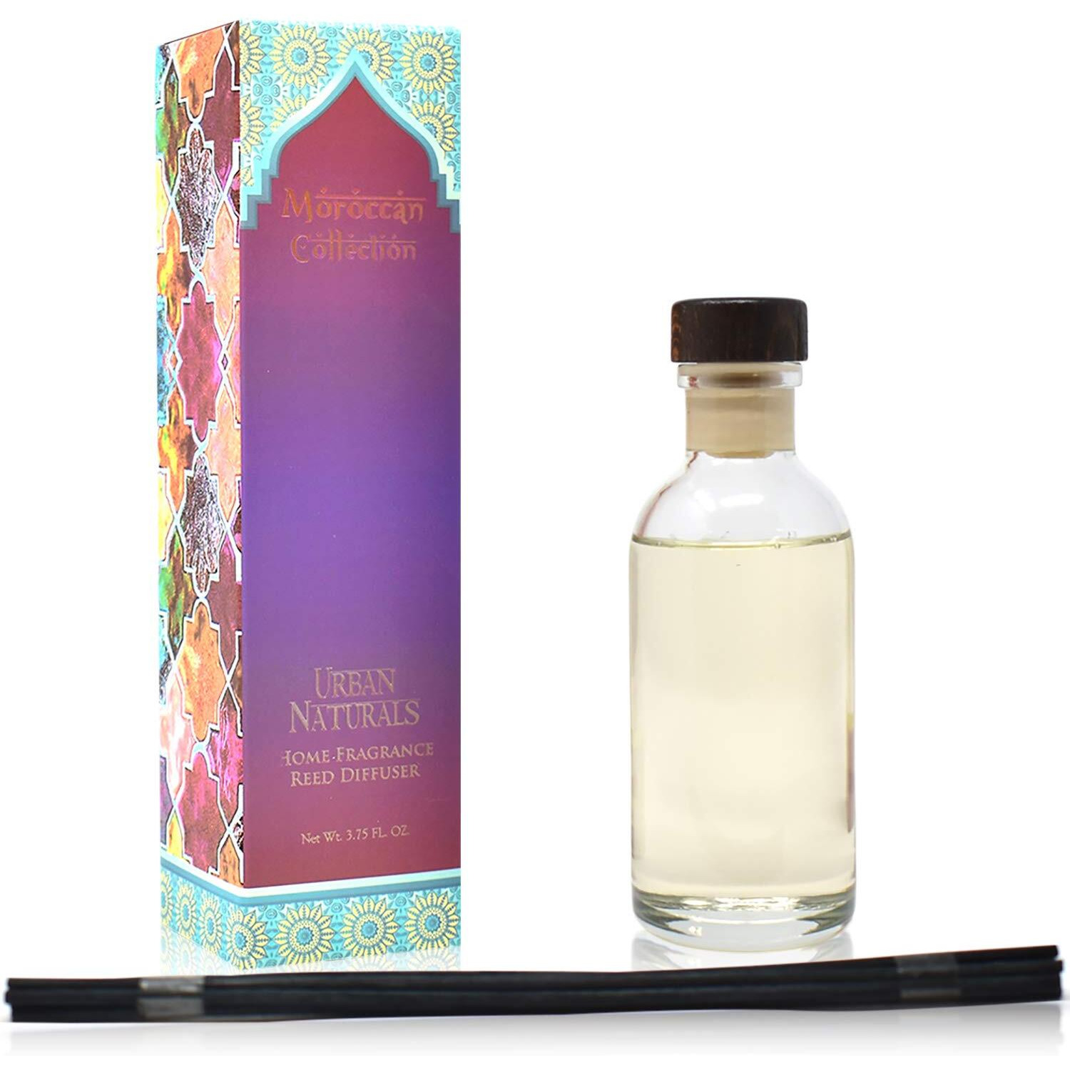 Urban Naturals Moroccan Amber Essential Oil Reed Diffuser Gift Set | Golden Silk Amber, Sun-Kissed Citron, Raw Coconut & Acai | Great Home Fragrance Gift Idea
