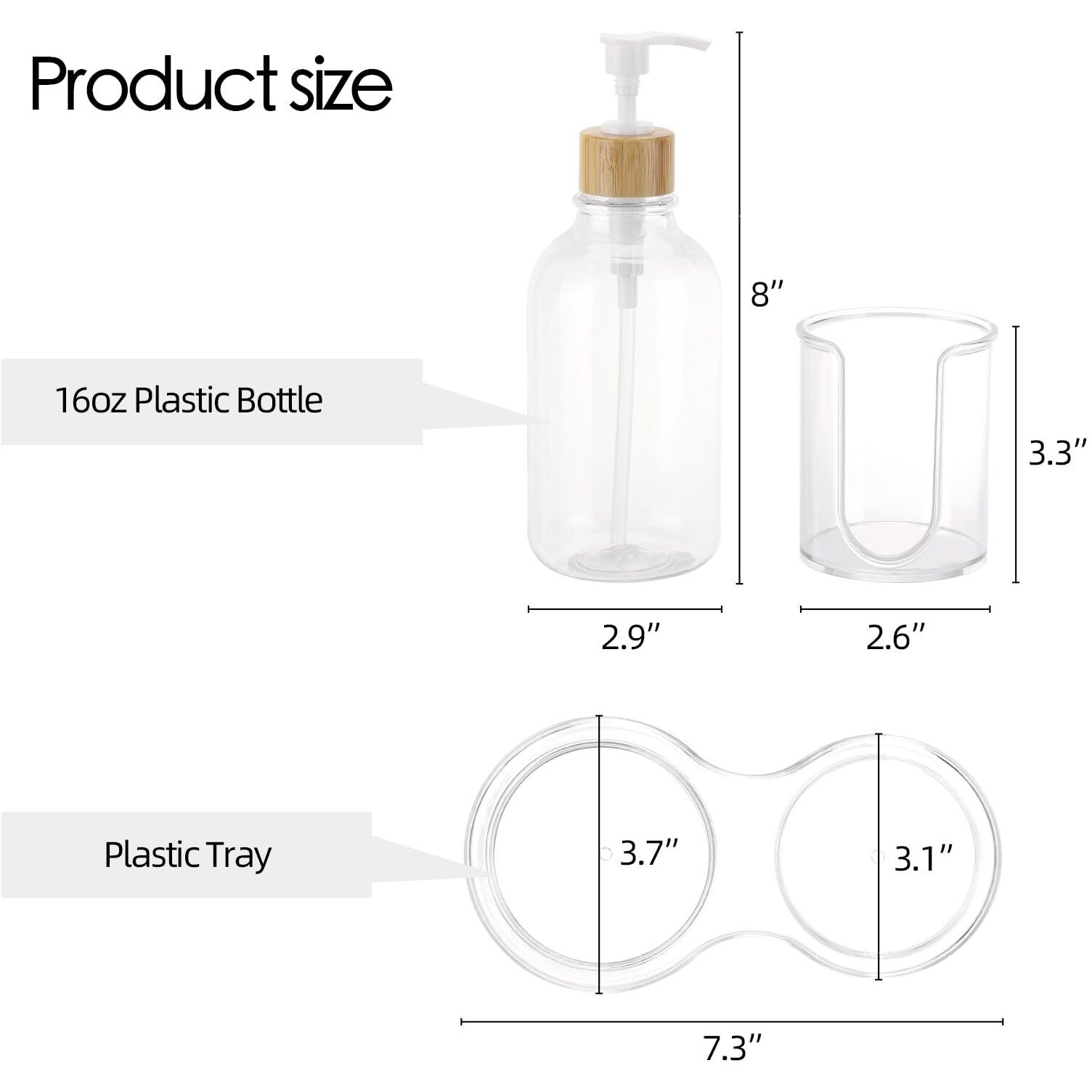 Mouthwash Dispenser For Bathroom, 16Oz Plastic Mouthwash Dispenser With Cup Holder And Tray Mouth Wash Bottle Container - Clear