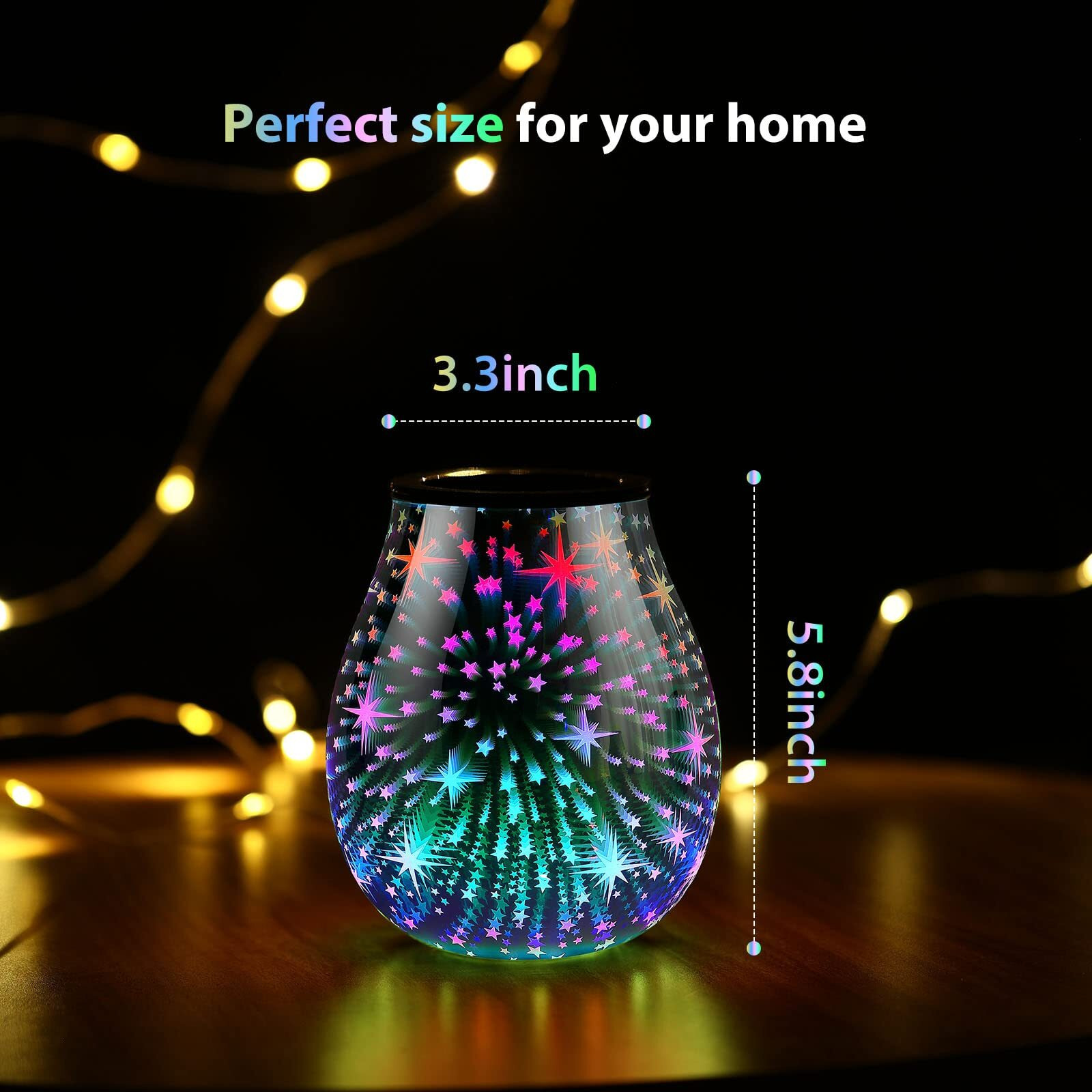 Inrorans Star Wax Warmer 3D Glass Electric Wax Burner Aroma Lamp With Stable Ptc Heating Flexible Silicone Tray 7 Colorful Led Light Fragrance Oil Warmer For Home Decor