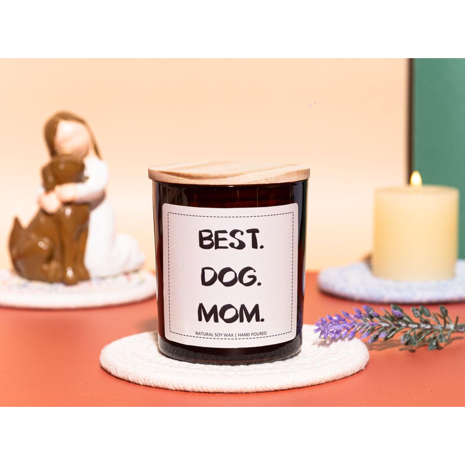 Best Dog Mom Candle, Dog Mom Gifts For Women - Lavender & Eucalyptus, Crafted By Natural Soy Wax & Natural Essential Oils